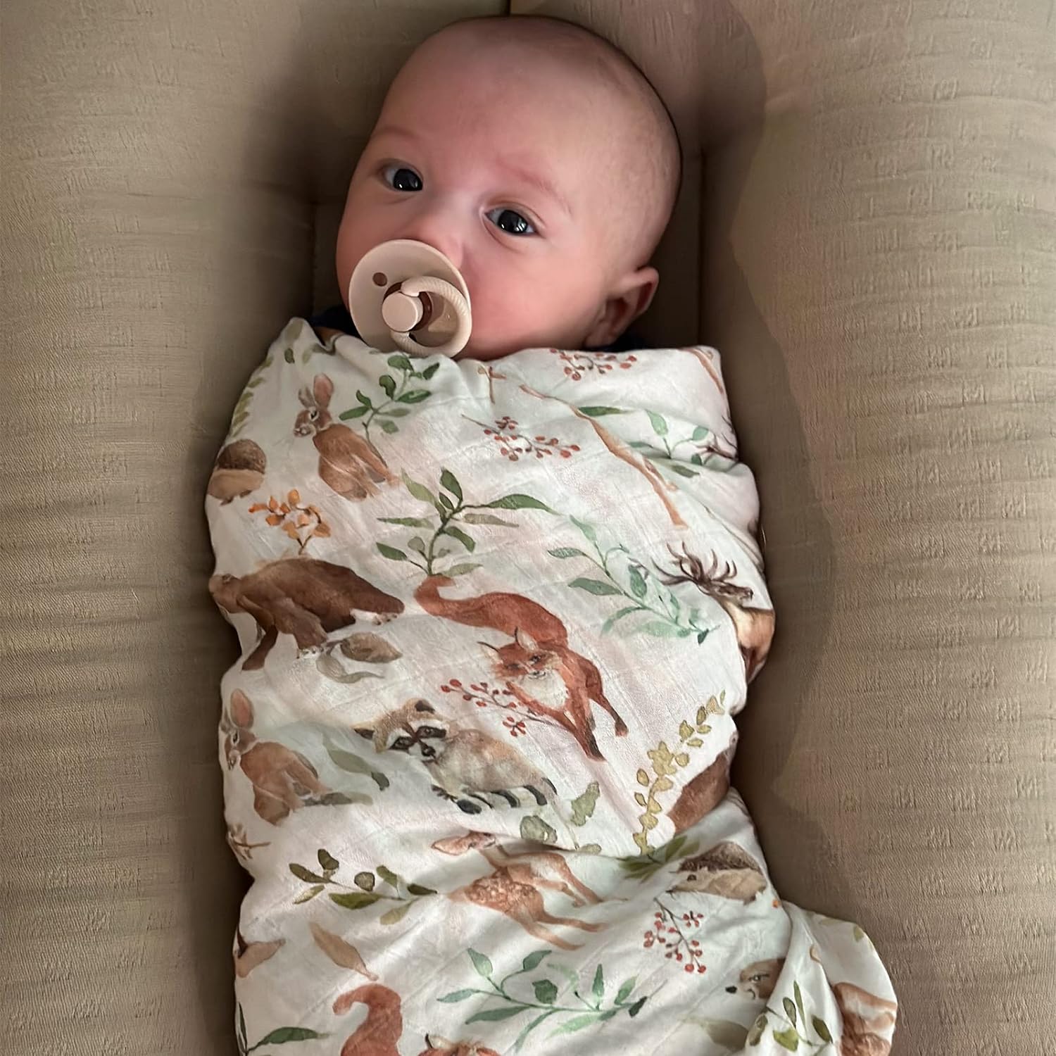 LifeTree Muslin Swaddle Blankets 47x47in Woodland Pattern