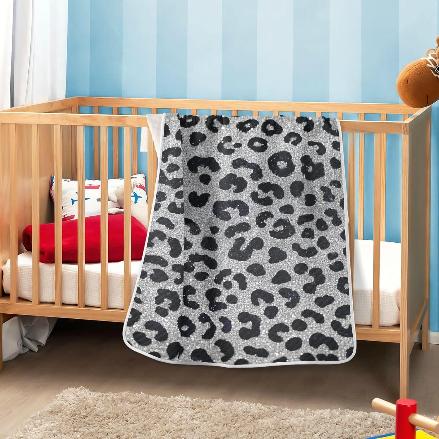 Soft Leopard Print Cotton Blanket 30x40in for Baby