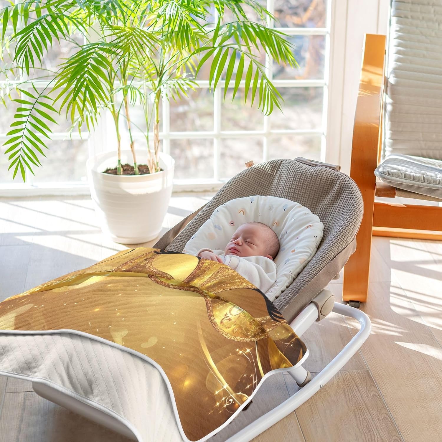 Burbuja Mardi Gras Gold Mask Baby Blanket 30x40