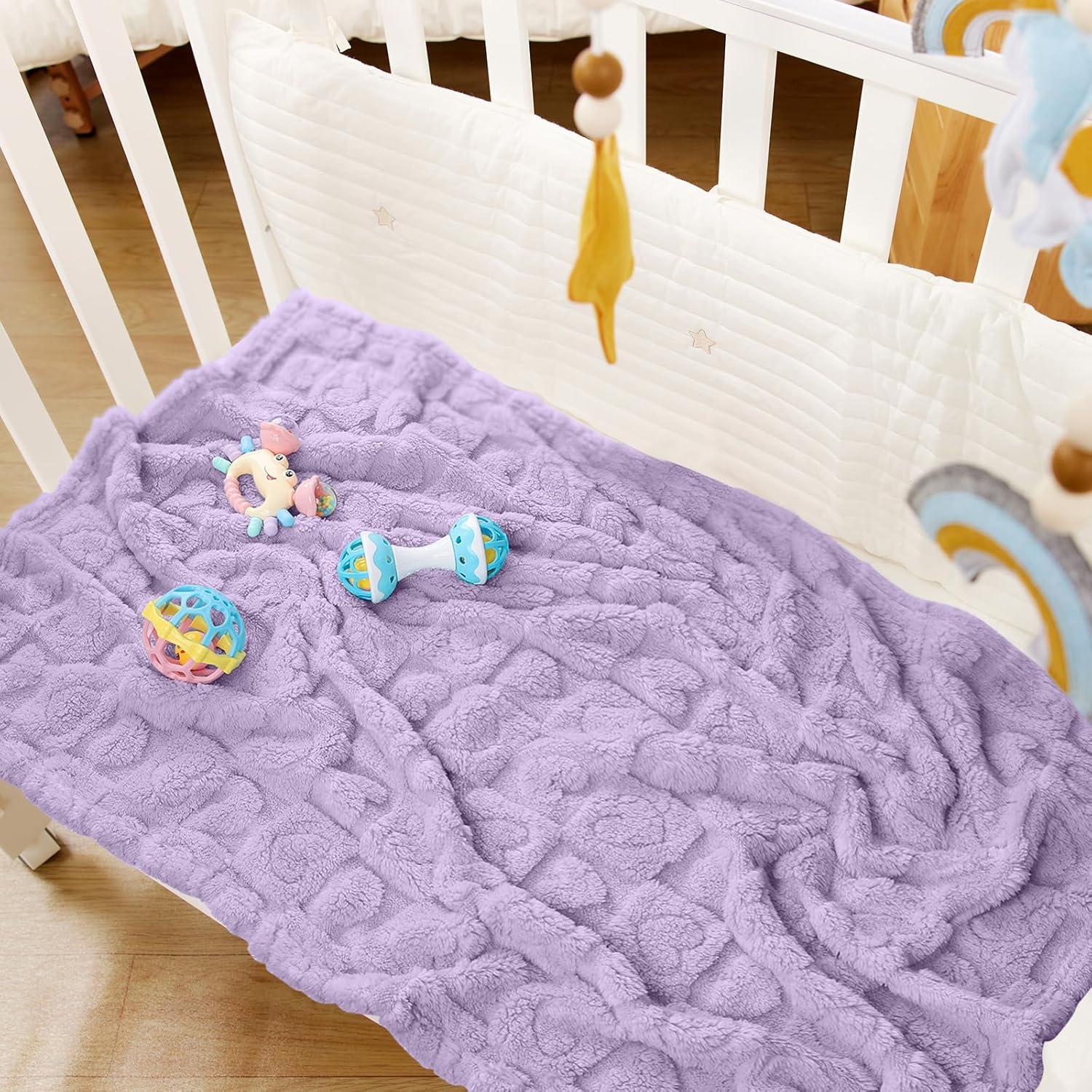 Yagle Mate 4 Pcs Checkered Baby Blankets 30x40 Purple