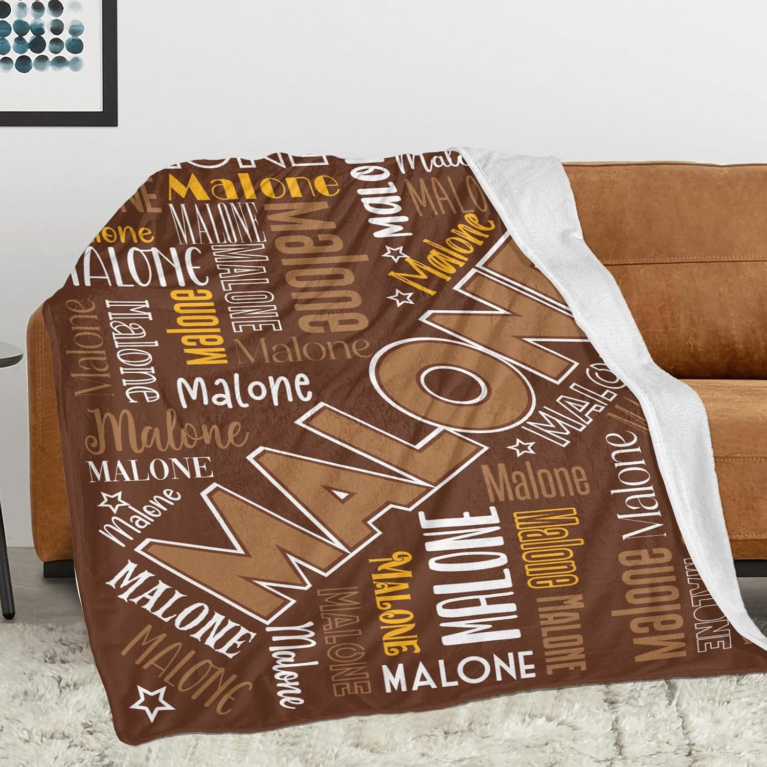 OAHEDIAM Personalized Baby Blanket Brown 30x40 Inches