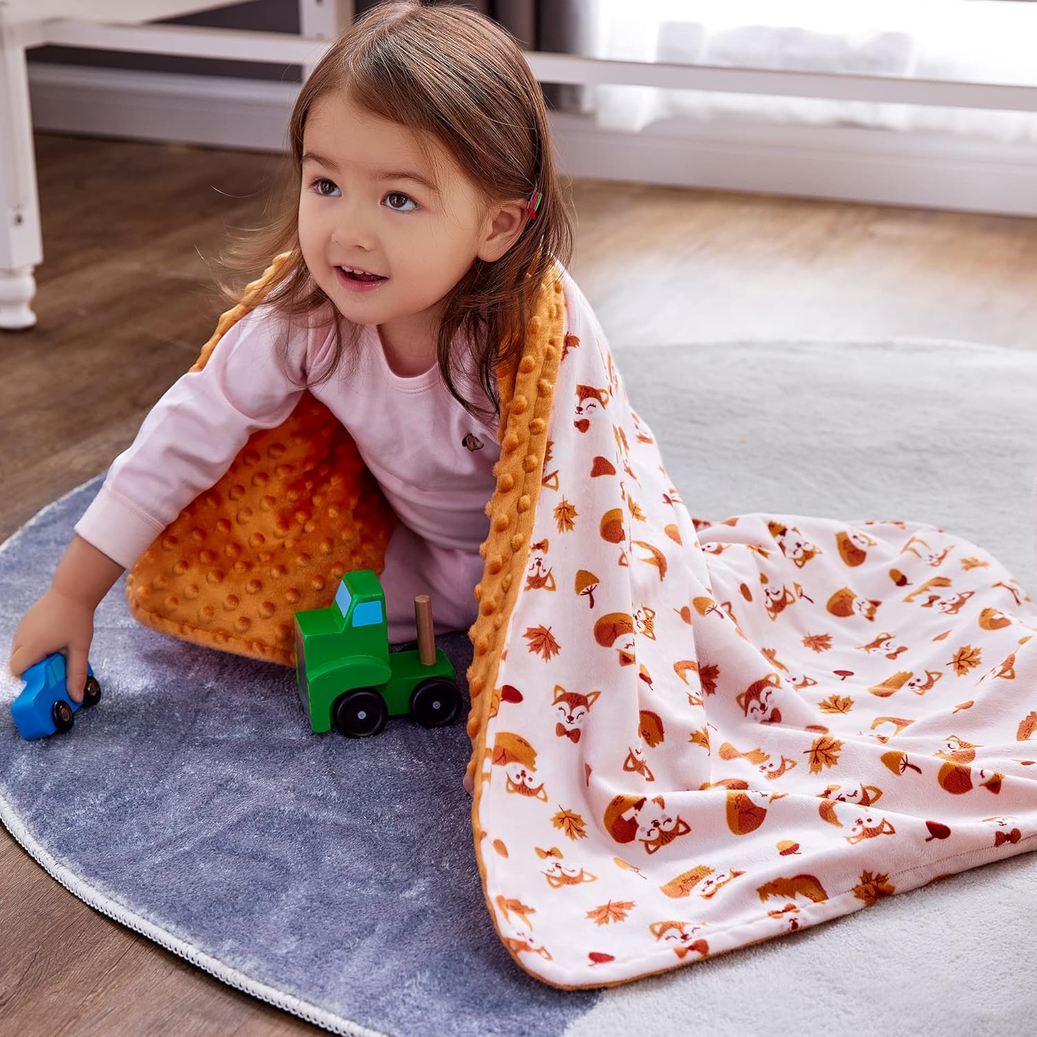 DaysU Silky Micro Plush Baby Blanket with Fox Print 1