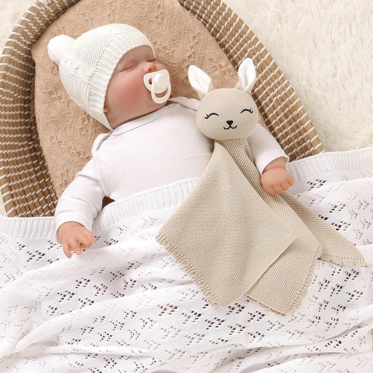 LAWKUL Bunny Lovey Baby Blanket 16x16in 1