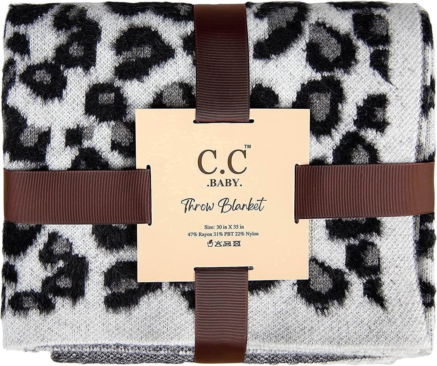 Funky Junque Leopard Print Baby Blanket Ivory 30x35in