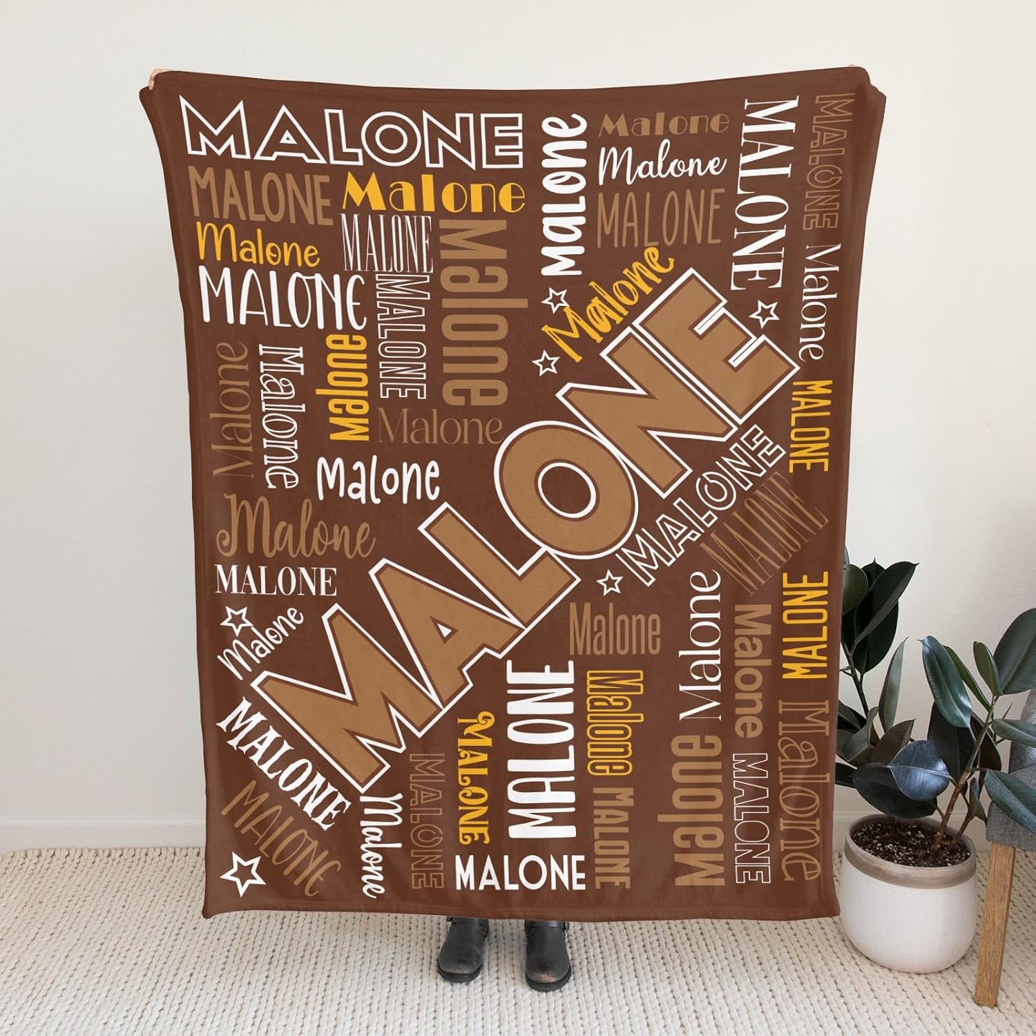 OAHEDIAM Personalized Baby Blanket Brown 30x40 Inches