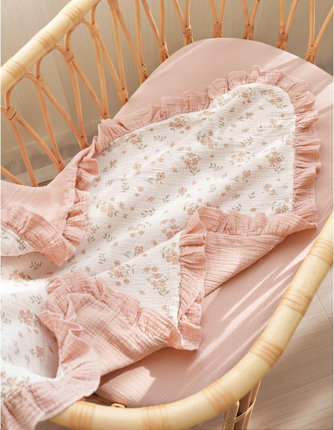 Konssy Flounce Muslin Baby Blanket - Blossom Design 1