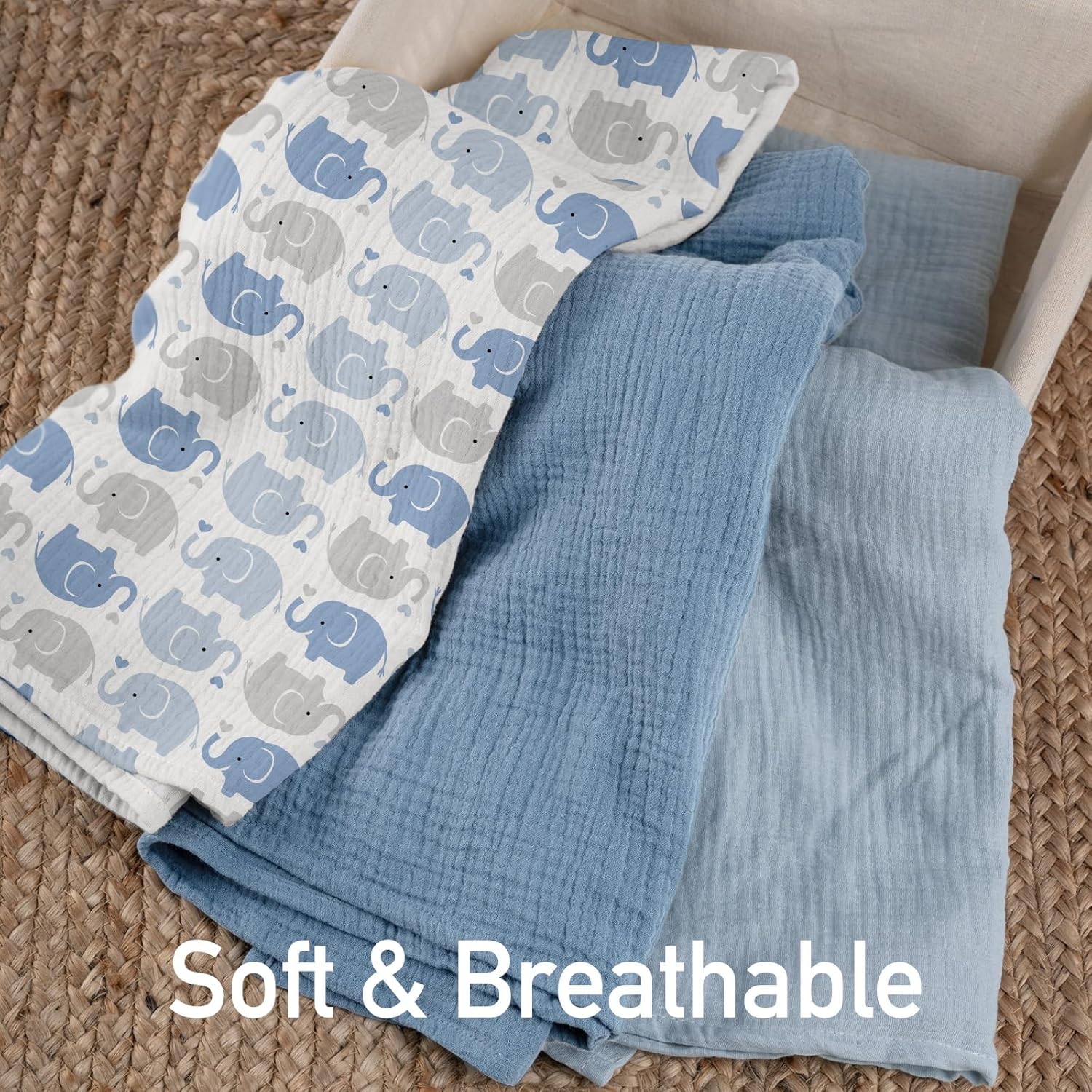 GLLQUEN BABY Muslin Swaddle Blankets 3-Pack