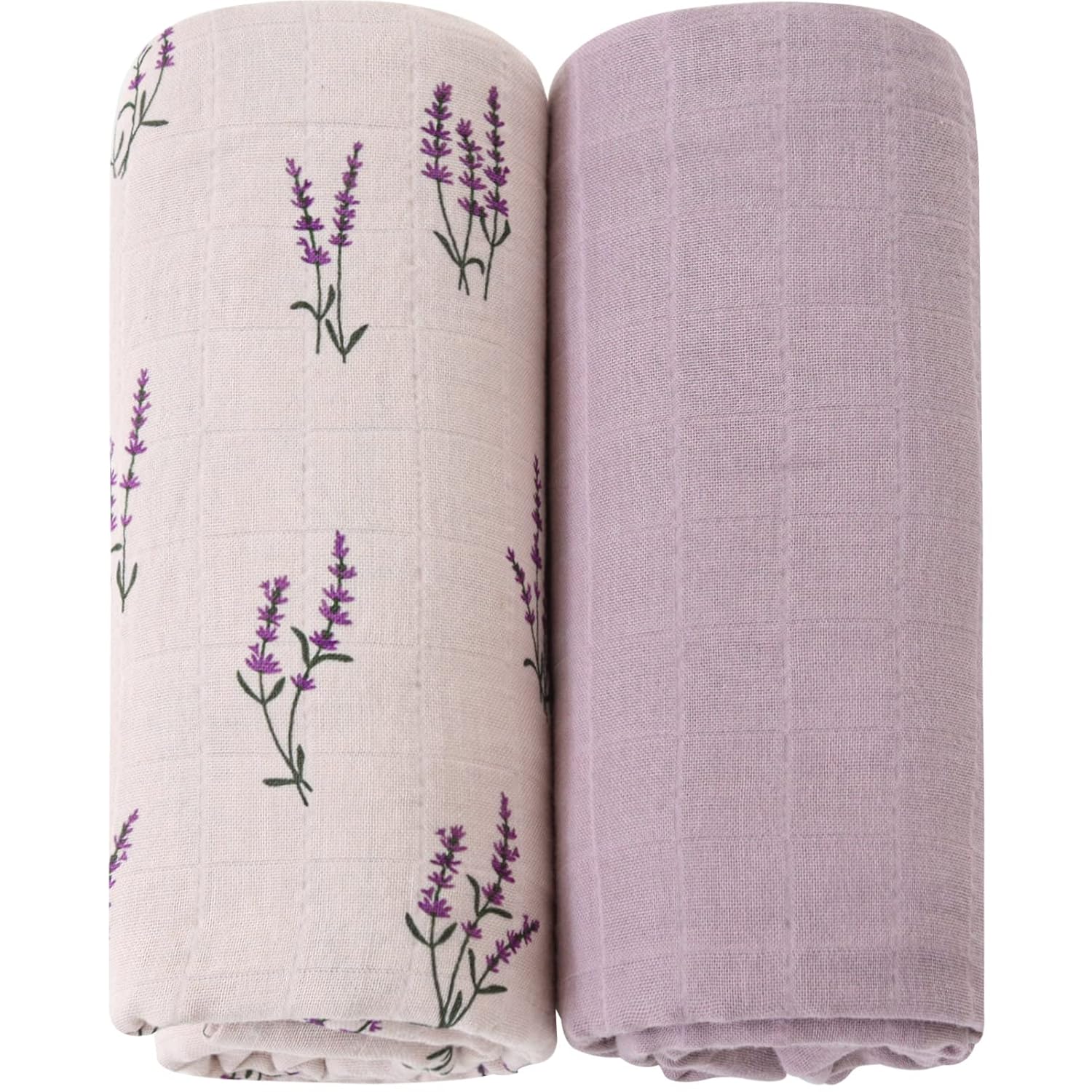 LifeTree Organic Muslin Swaddle Blanket for Newborn Lavender Mauve