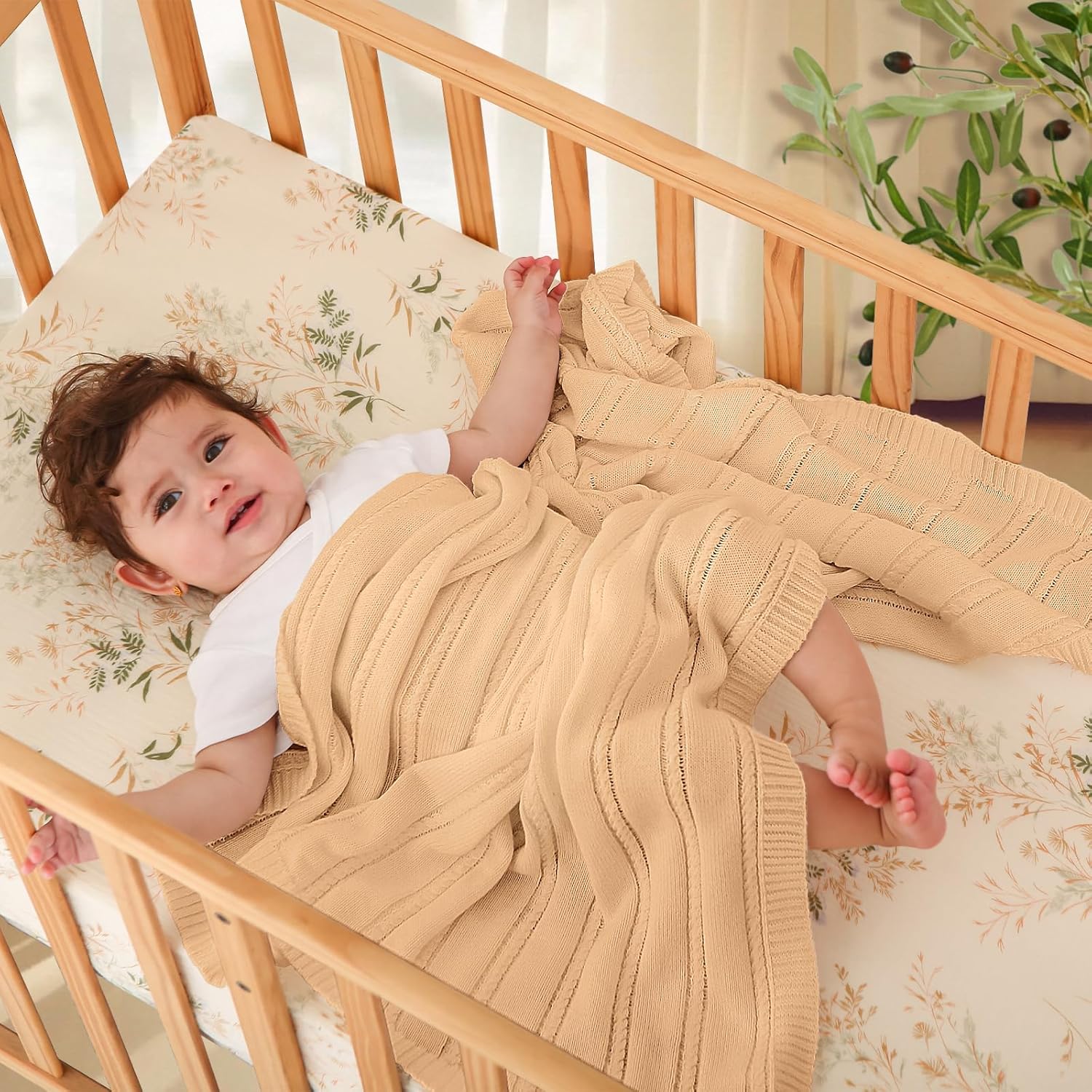 Pinuotu Cotton Twisted Rope Baby Blanket Soft Breathable 31x40 Inches
