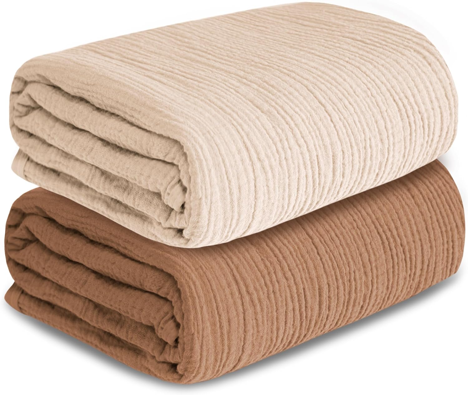 GUNTAIL Muslin Swaddle Blankets 2 Pack Beige Coffee