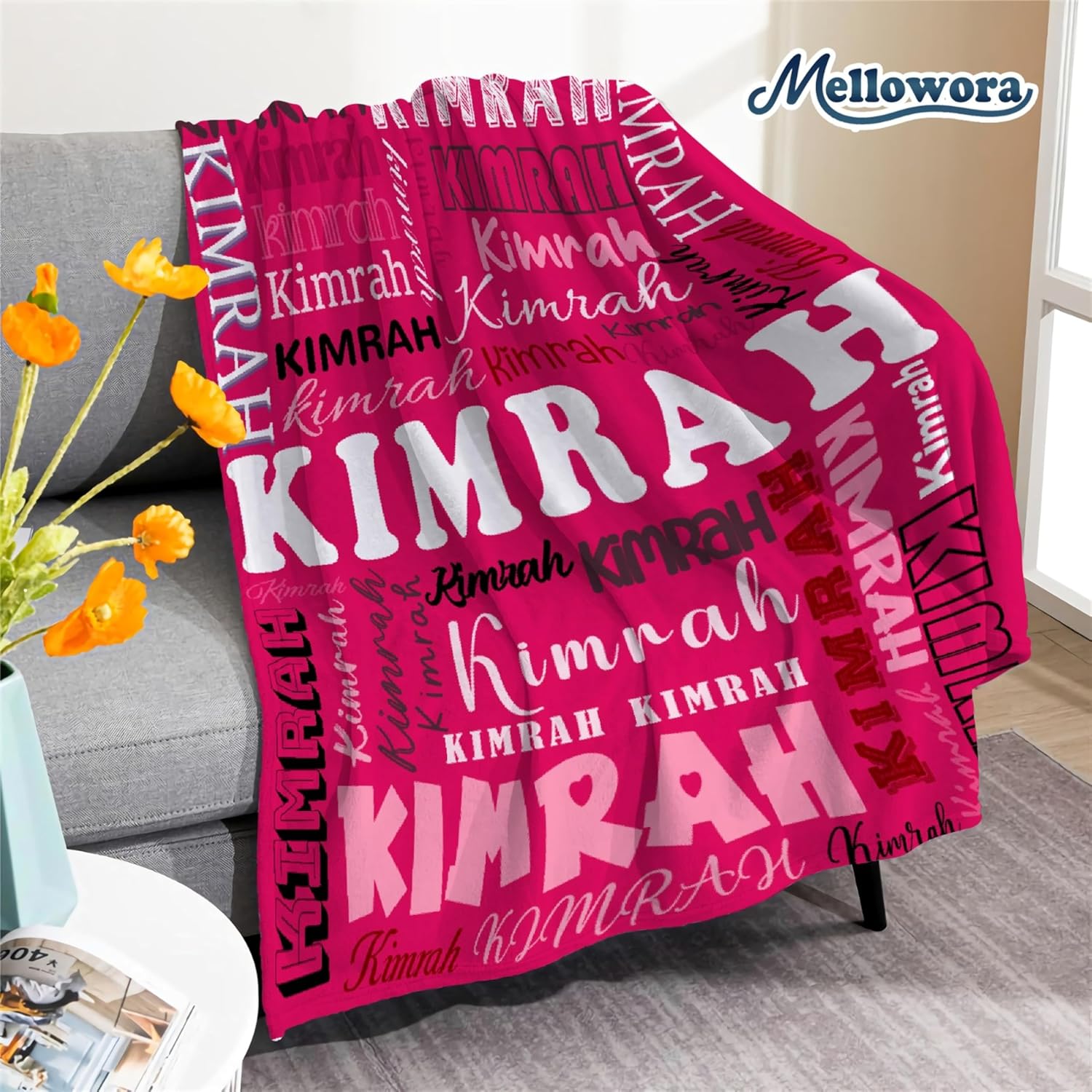 Personalized Pink Fleece Throw Blanket for Kids