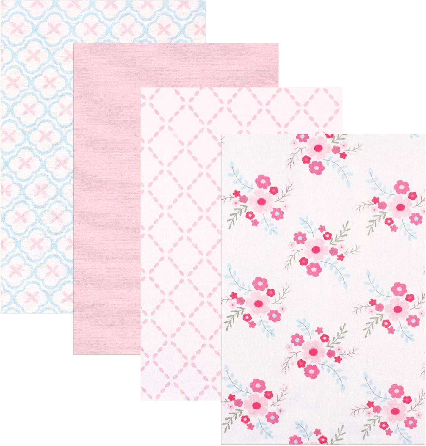 Luvable Friends Unisex Baby Flannel Blankets 4-Pack