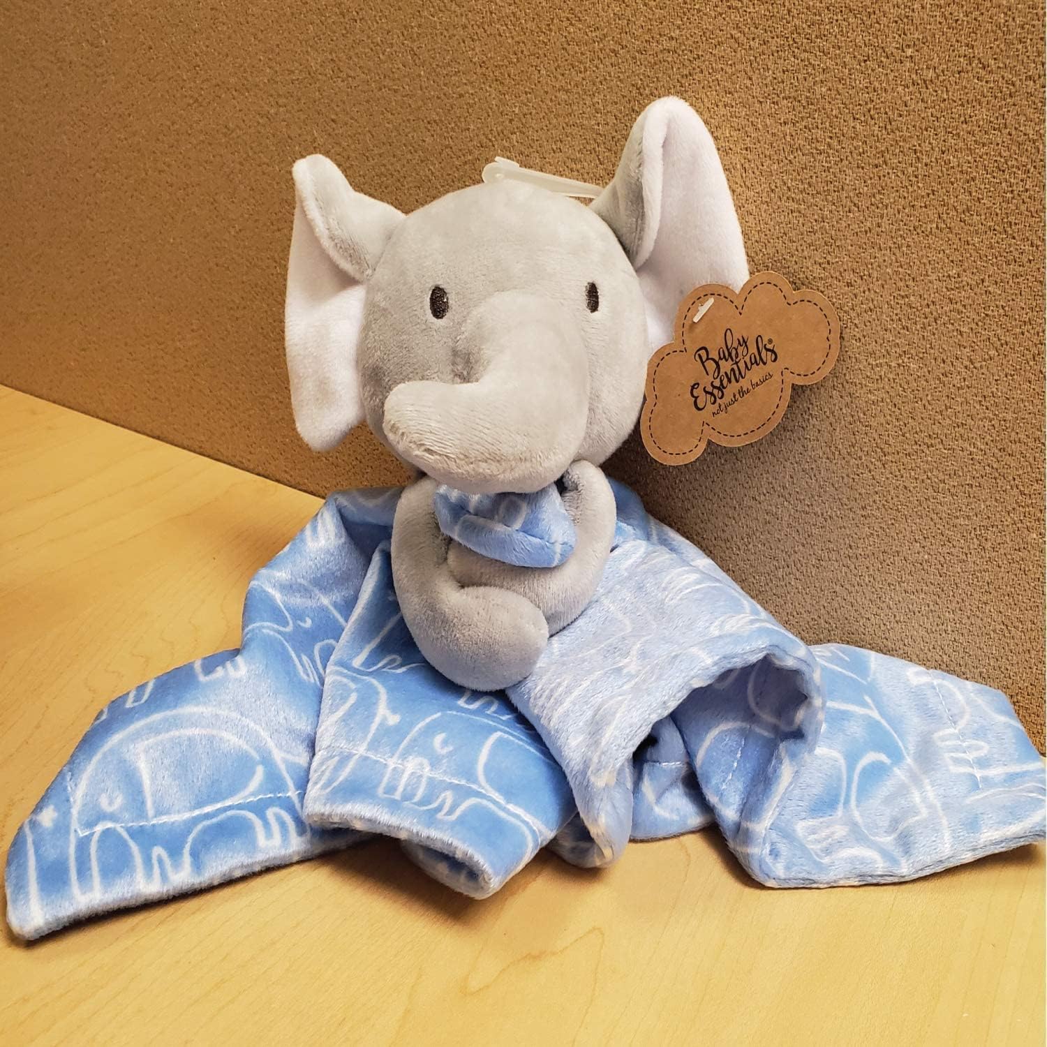 Minky Animal Snuggler Lovey Blanket for Kids - Blue Elephant Design