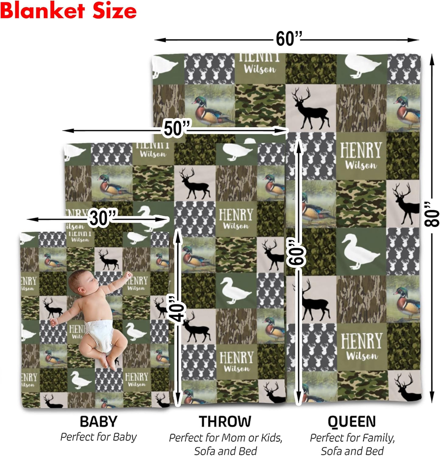 Personalized Camouflage Baby Blanket with Name