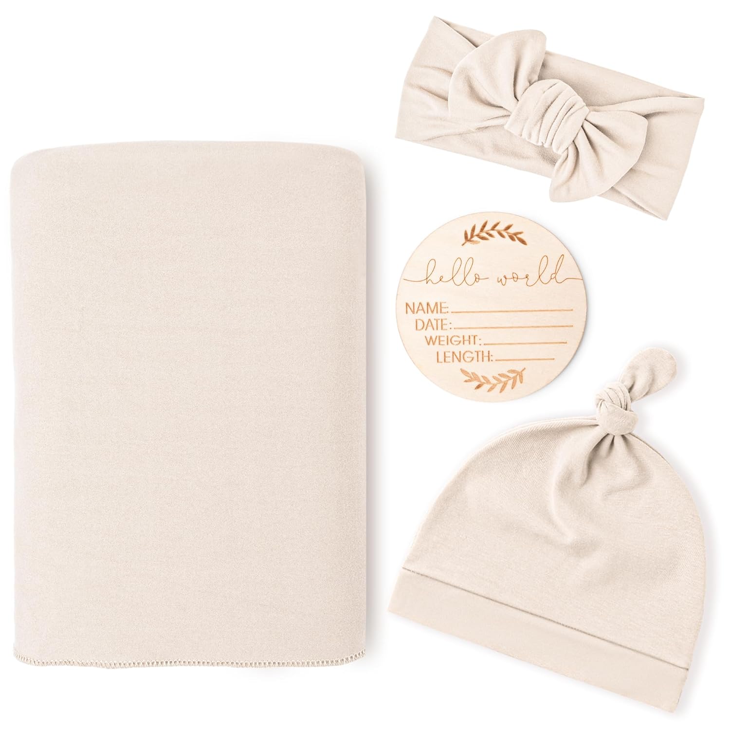 Konssy Baby Girl Swaddle Blanket Set with Headband and Beanie 1