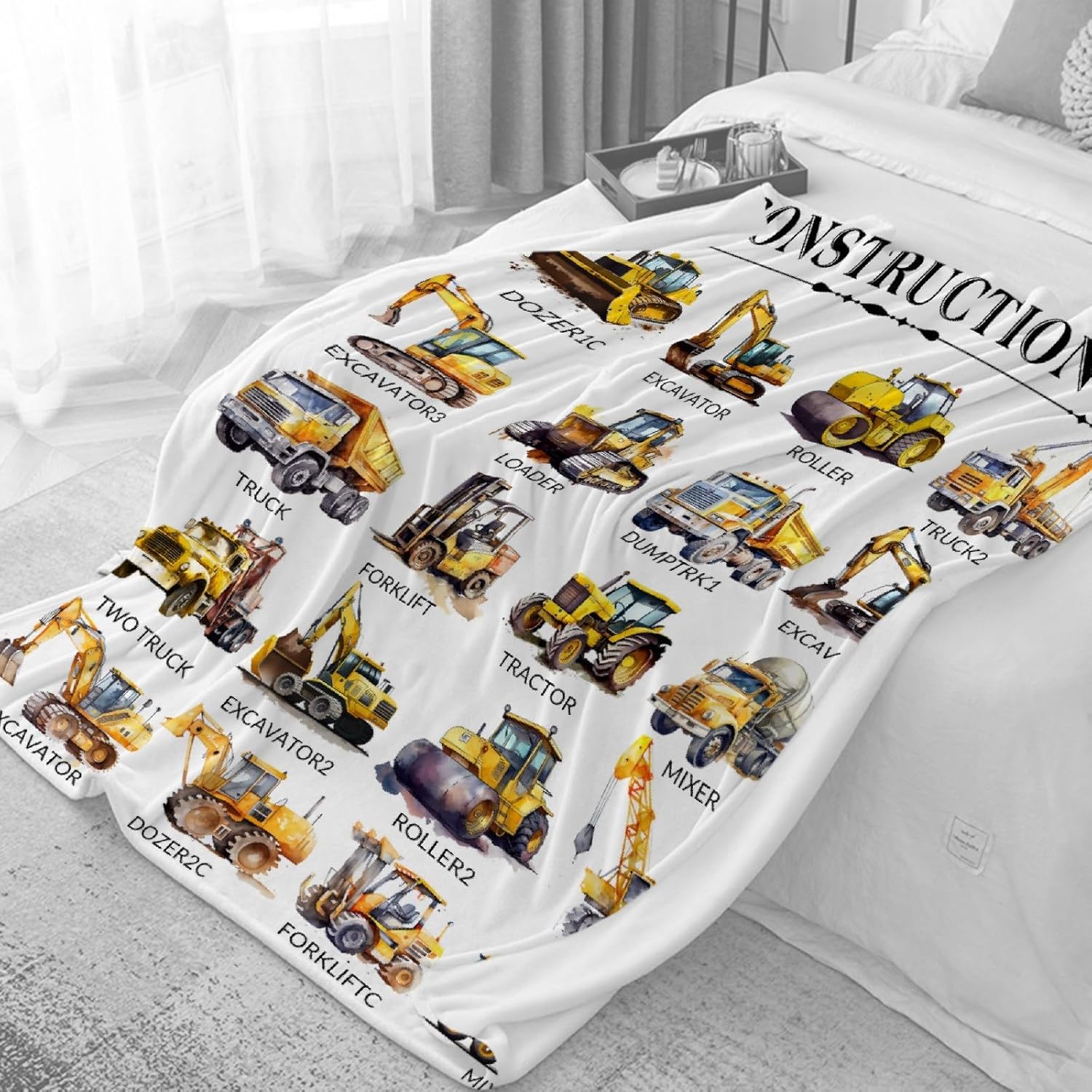 Truck Construction Equipment Flannel Blanket for Kids