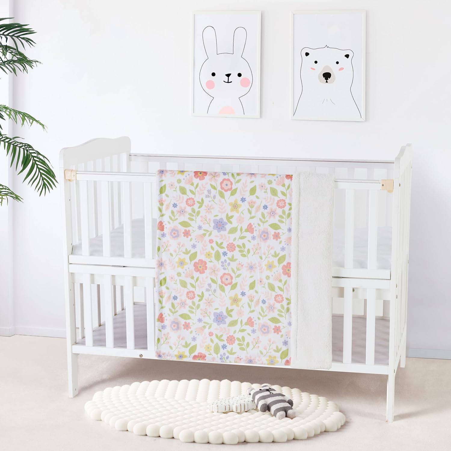 CREVENT 30X40 Daisy Baby Blanket with Fluffy Sherpa