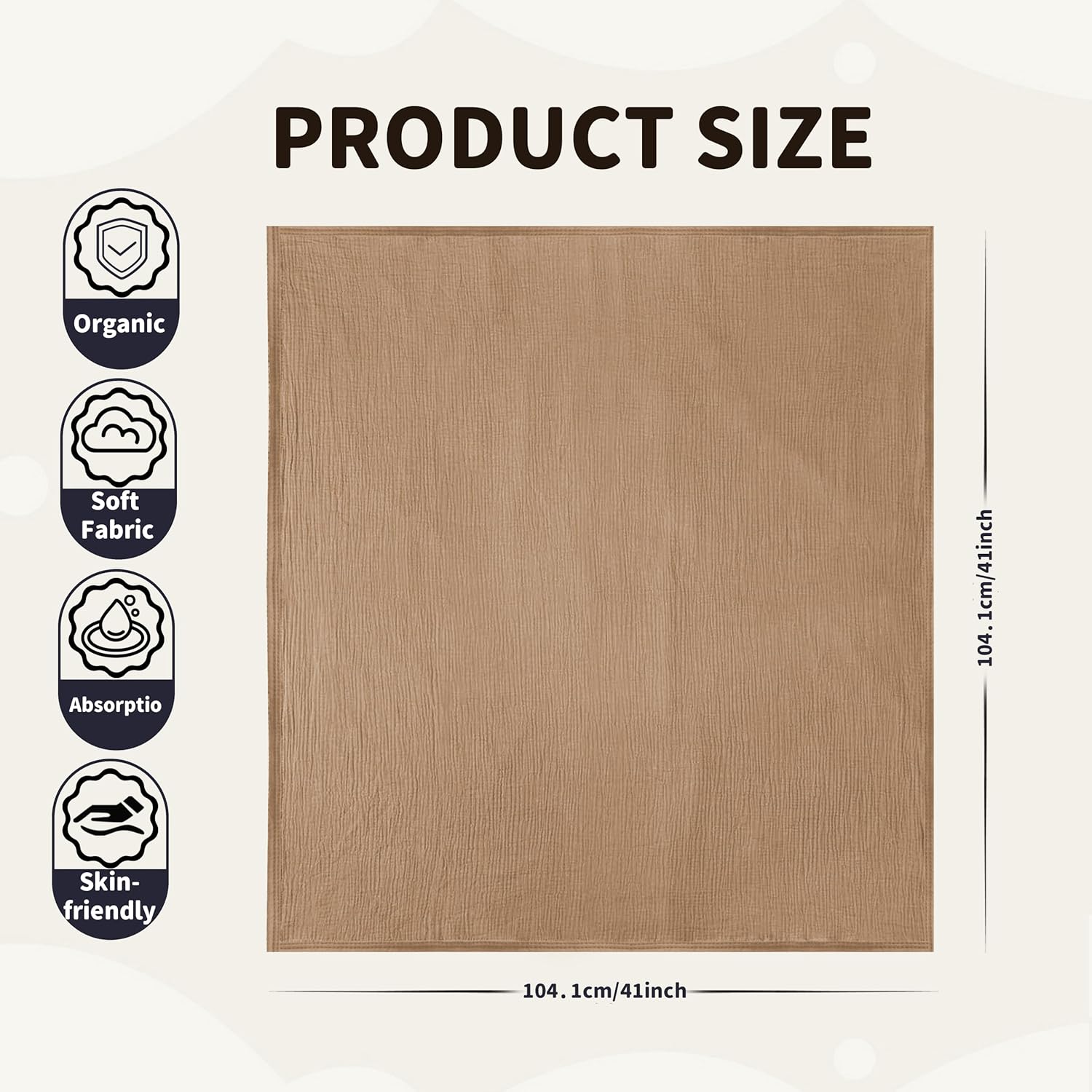 GUNTAIL Muslin Swaddle Blankets 2 Pack Beige Coffee