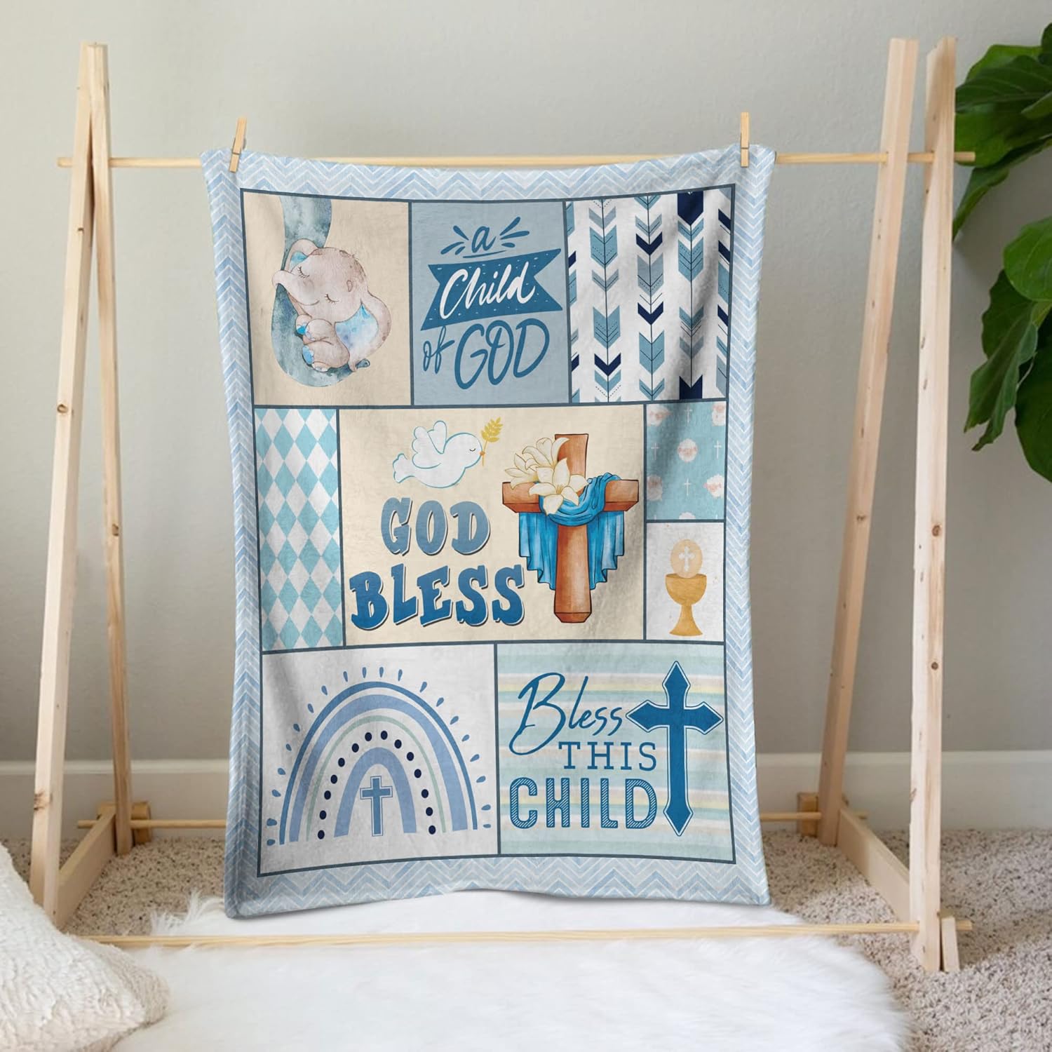 Muchnee Baptism Blanket - Personalized 40x30in Baby Gift