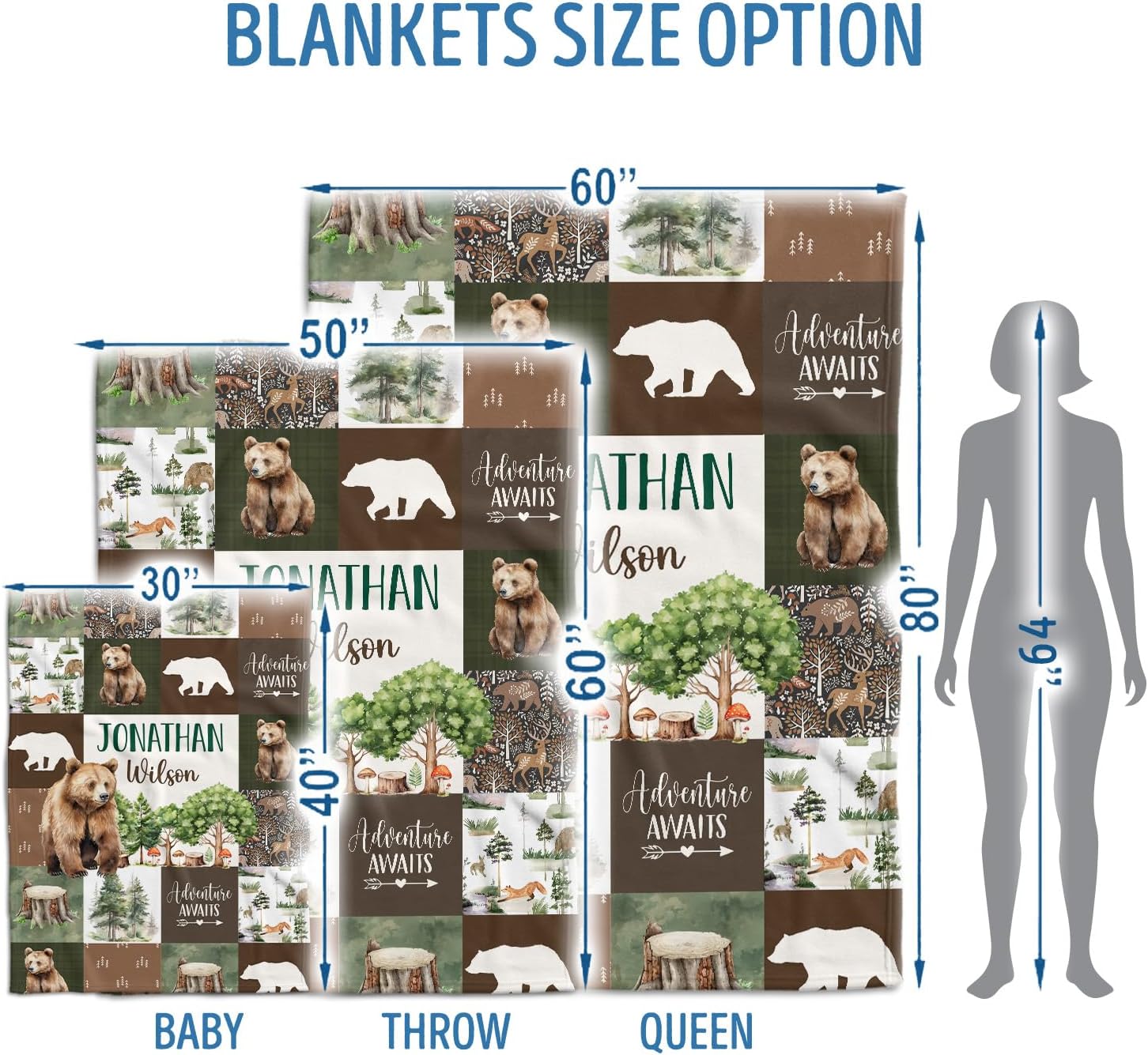 Personalized Woodland Baby Blanket with Custom Name 1