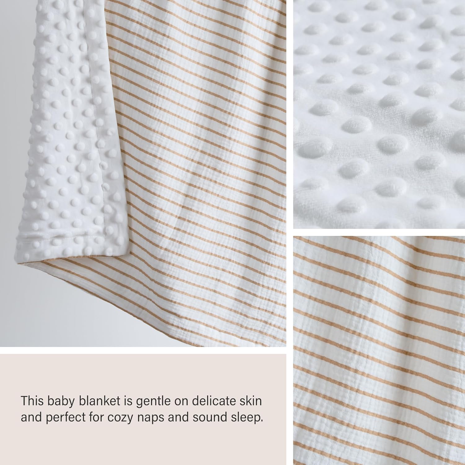 Meracorallo 30 x 40 Neutral Stripe Baby Blanket