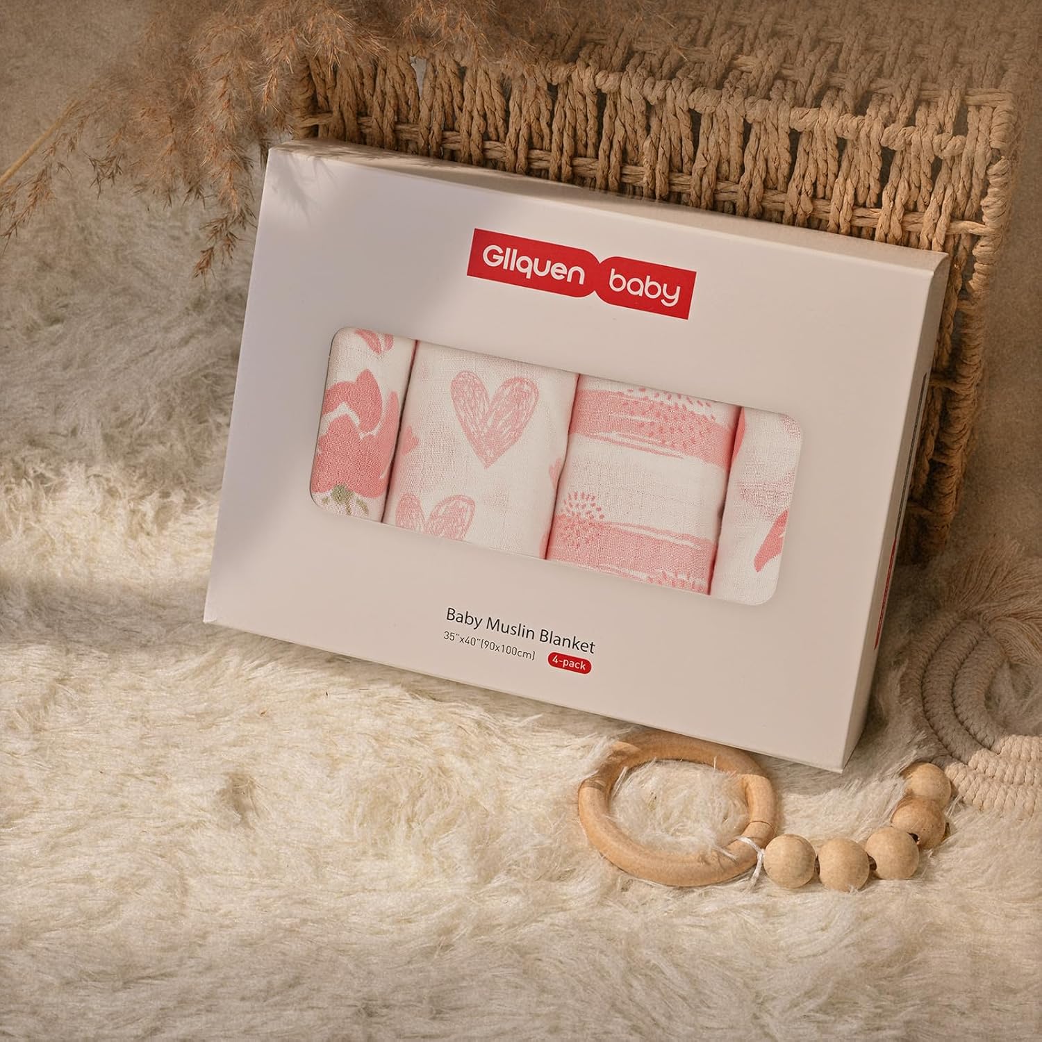 GLLQUEN BABY 4-Pack Swaddle Blankets 35x40
