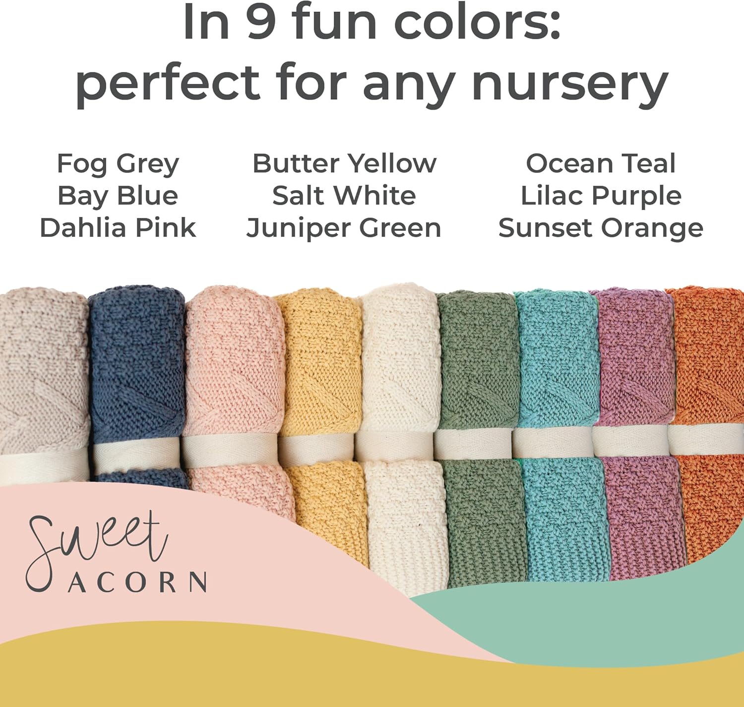 Sweet Acorn Cable Knit Baby Blanket - Sunset Orange 1