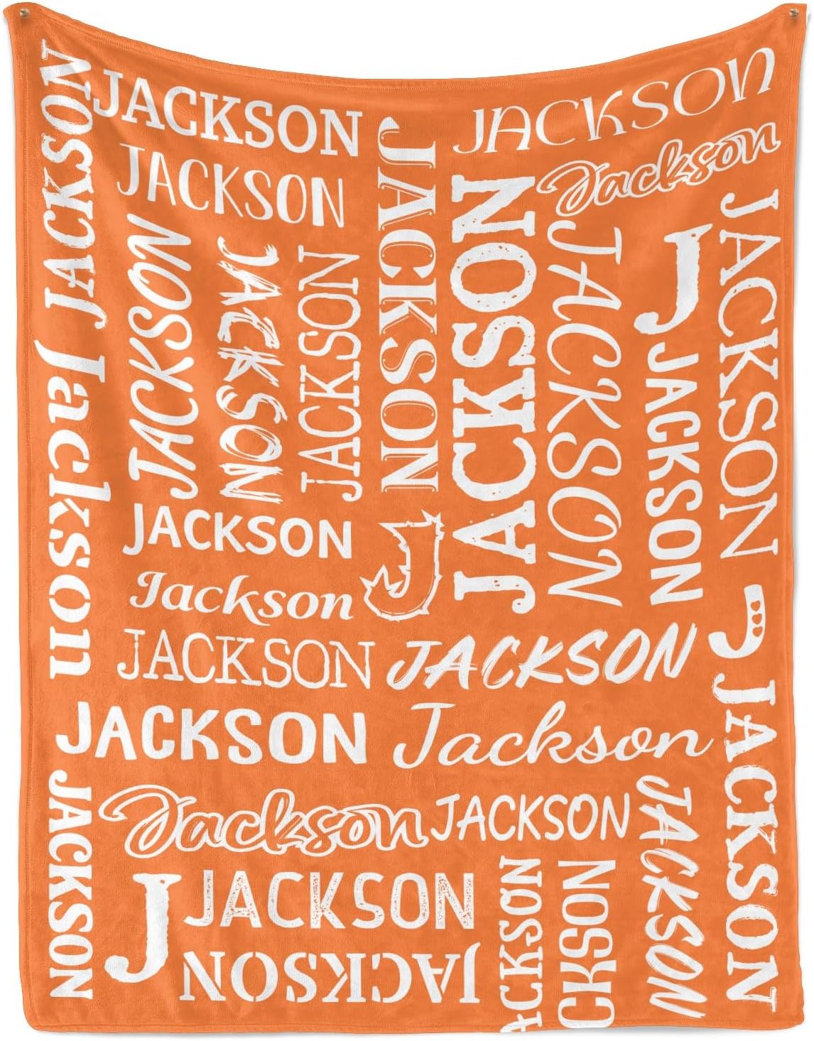 Deven Name Text Orange Baby Blanket - Custom Soft Swaddle 30x40