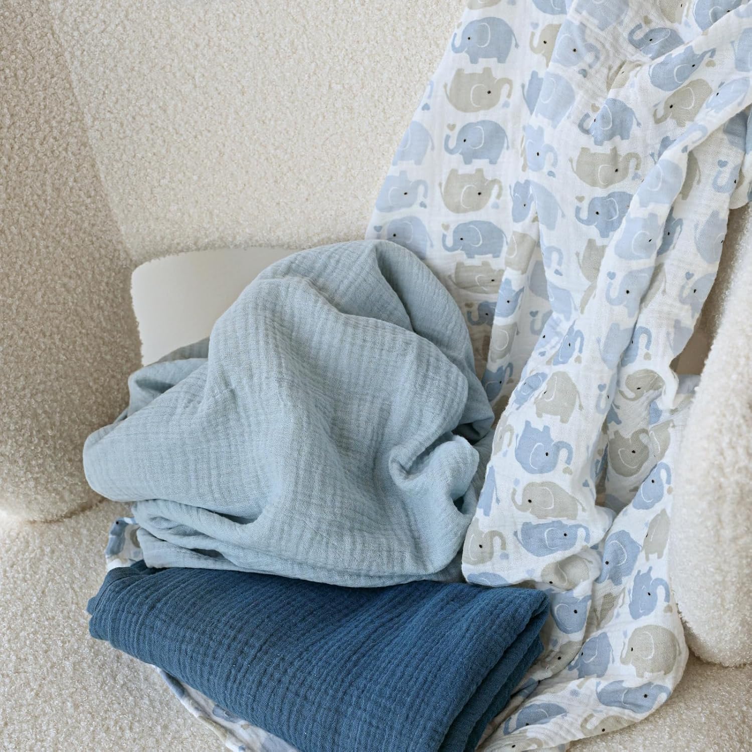 GLLQUEN BABY Muslin Swaddle Blankets 3-Pack