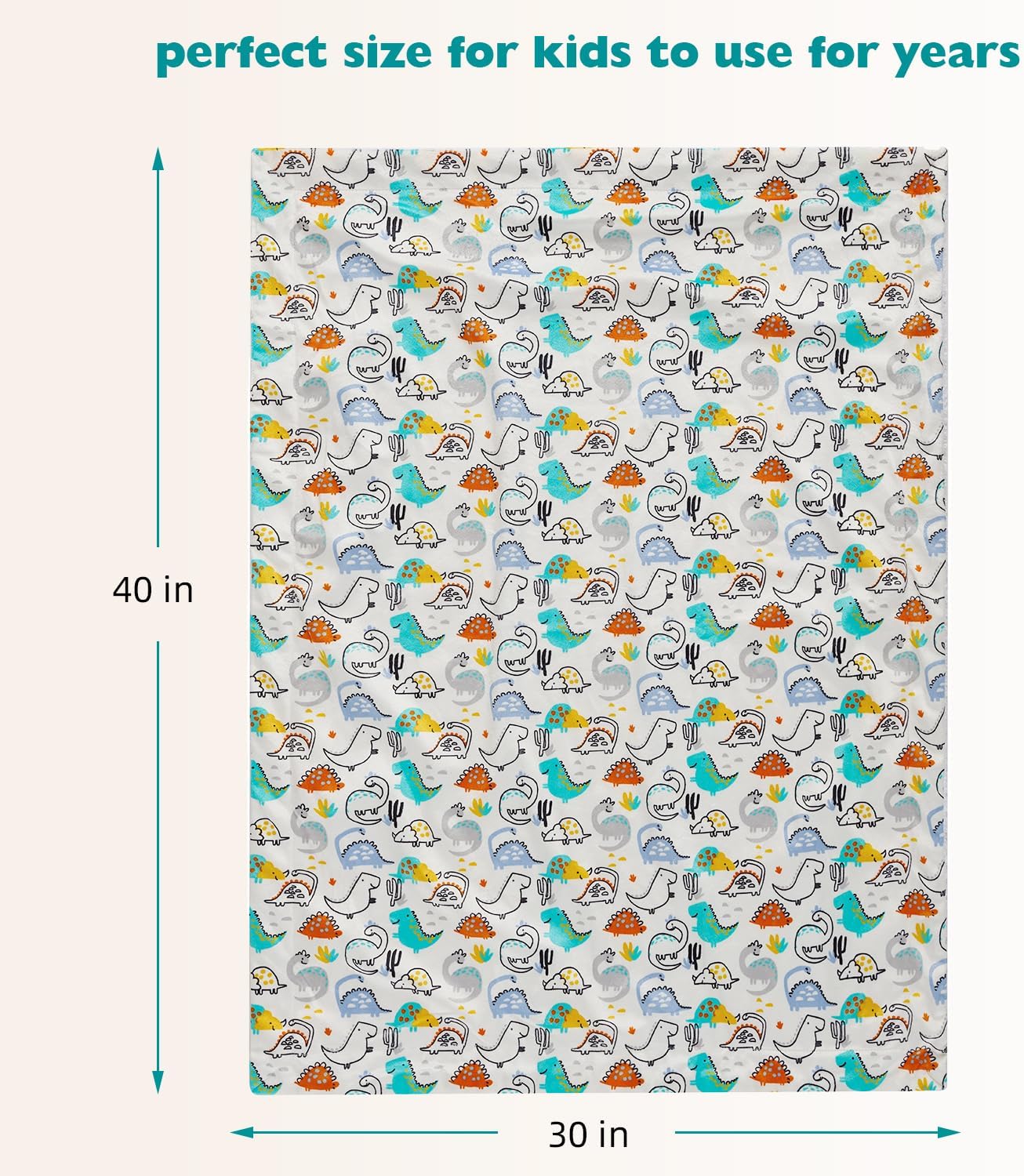 30x40in Baby Blanket with Dinosaur Design
