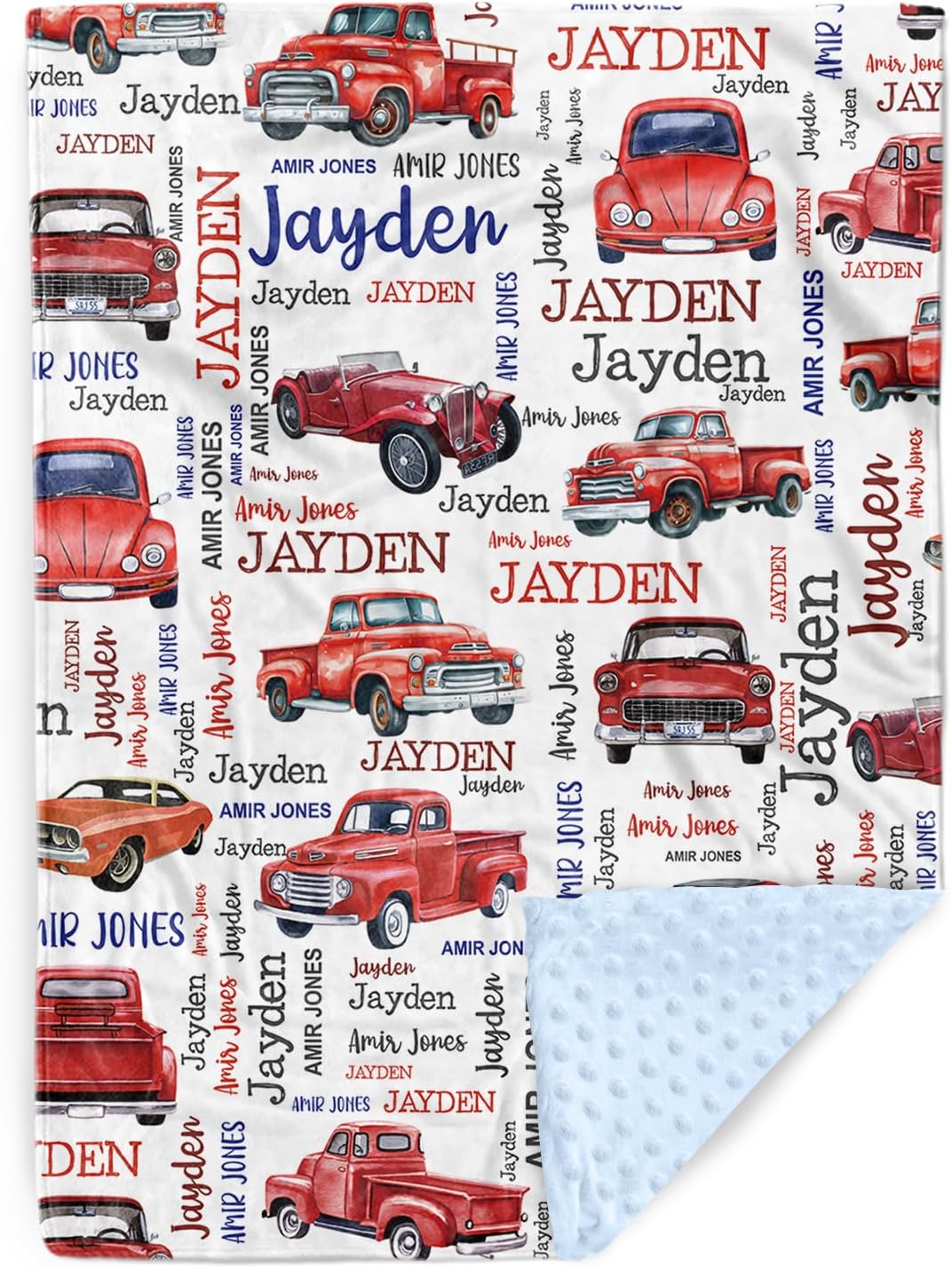 YISMEET Personalized Baby Blanket with Red Car Theme 1