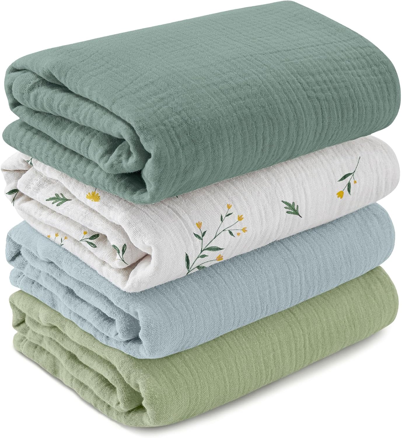 GLLQUEN BABY 4-Pack Muslin Swaddle Blankets for Newborns