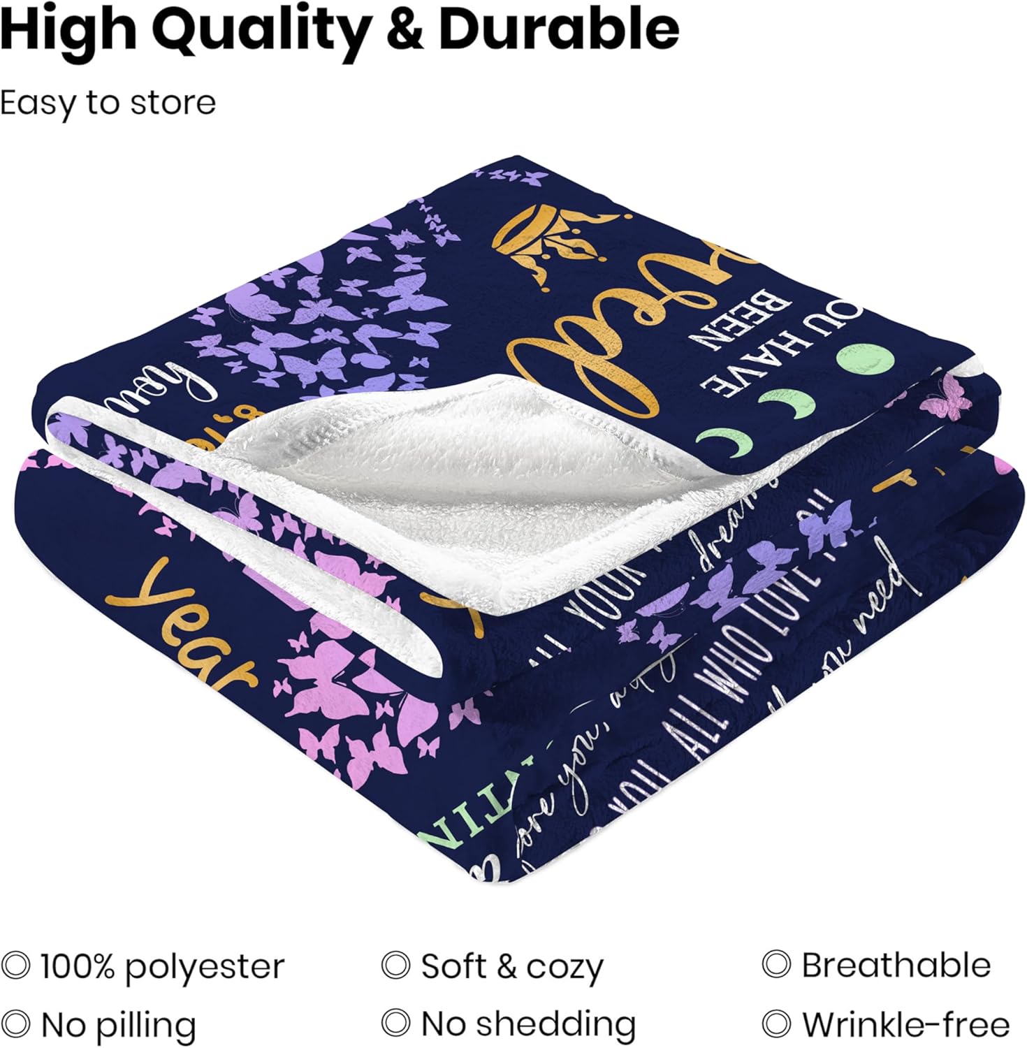 CIUGOIG 1st Birthday Blanket for Baby Girl Butterfly Design