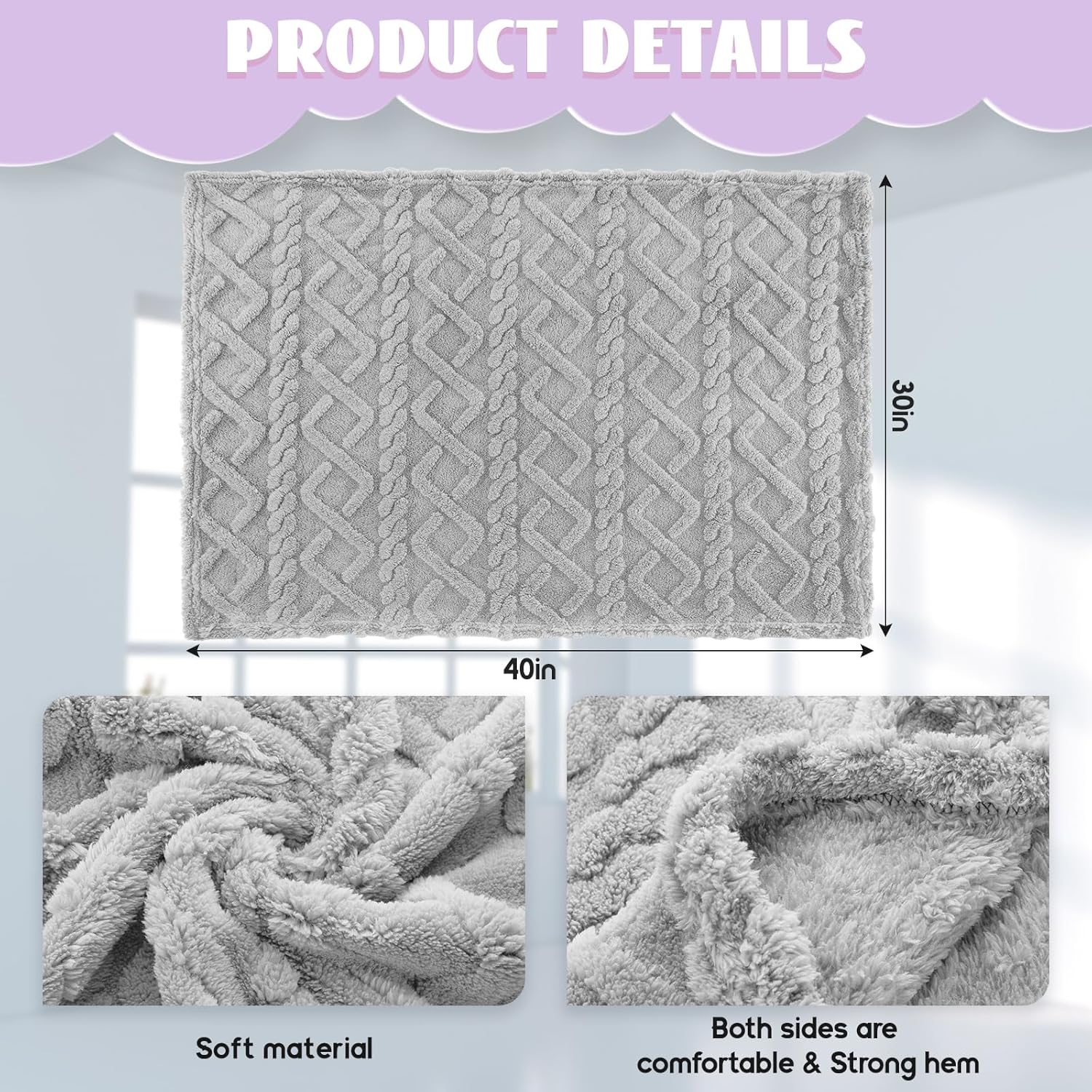 VitalCozy 4 Pcs 3D Fluffy Baby Blanket Set