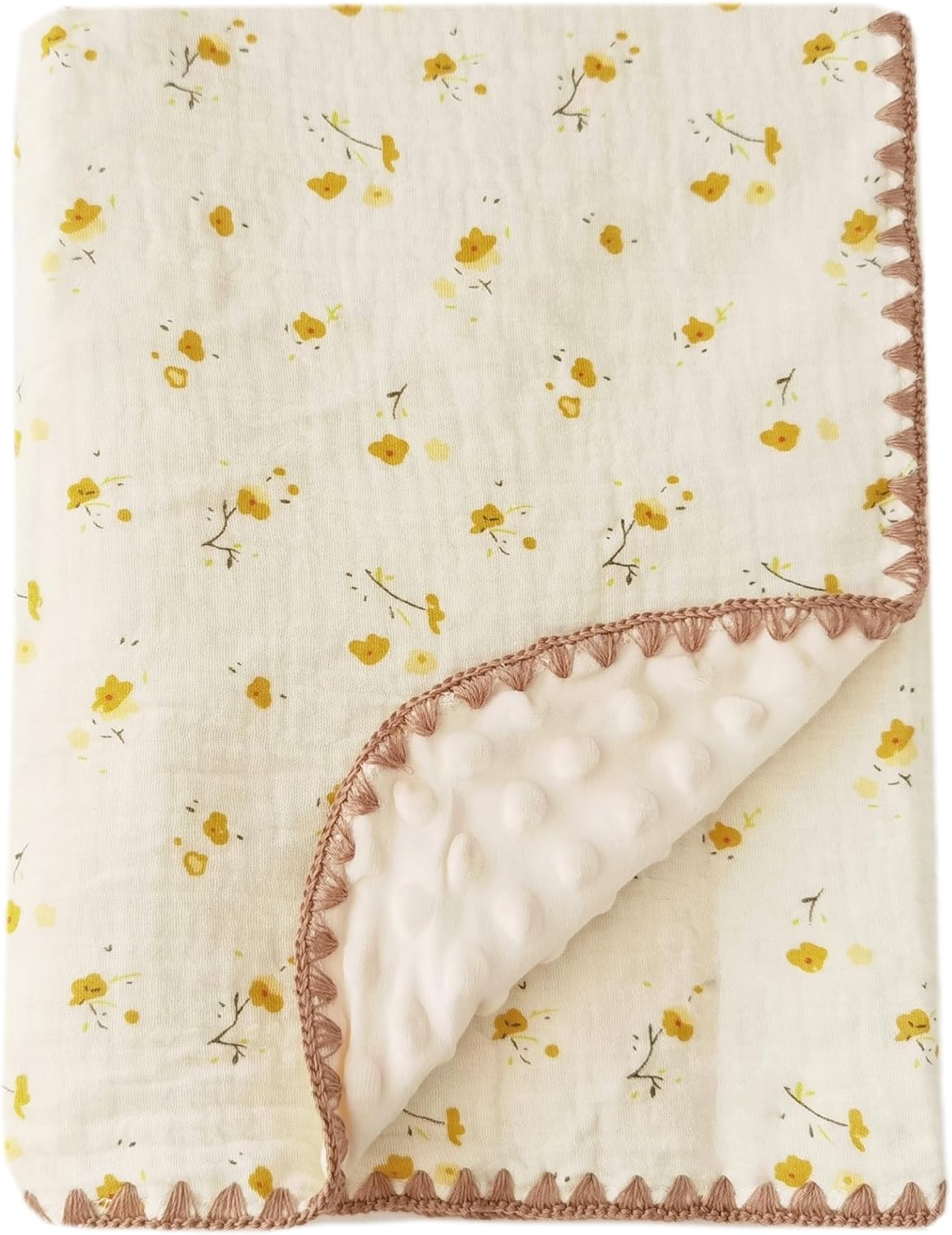 Gunnaicat Baby Soft Muslin Blanket 40x40 Yellow Floral