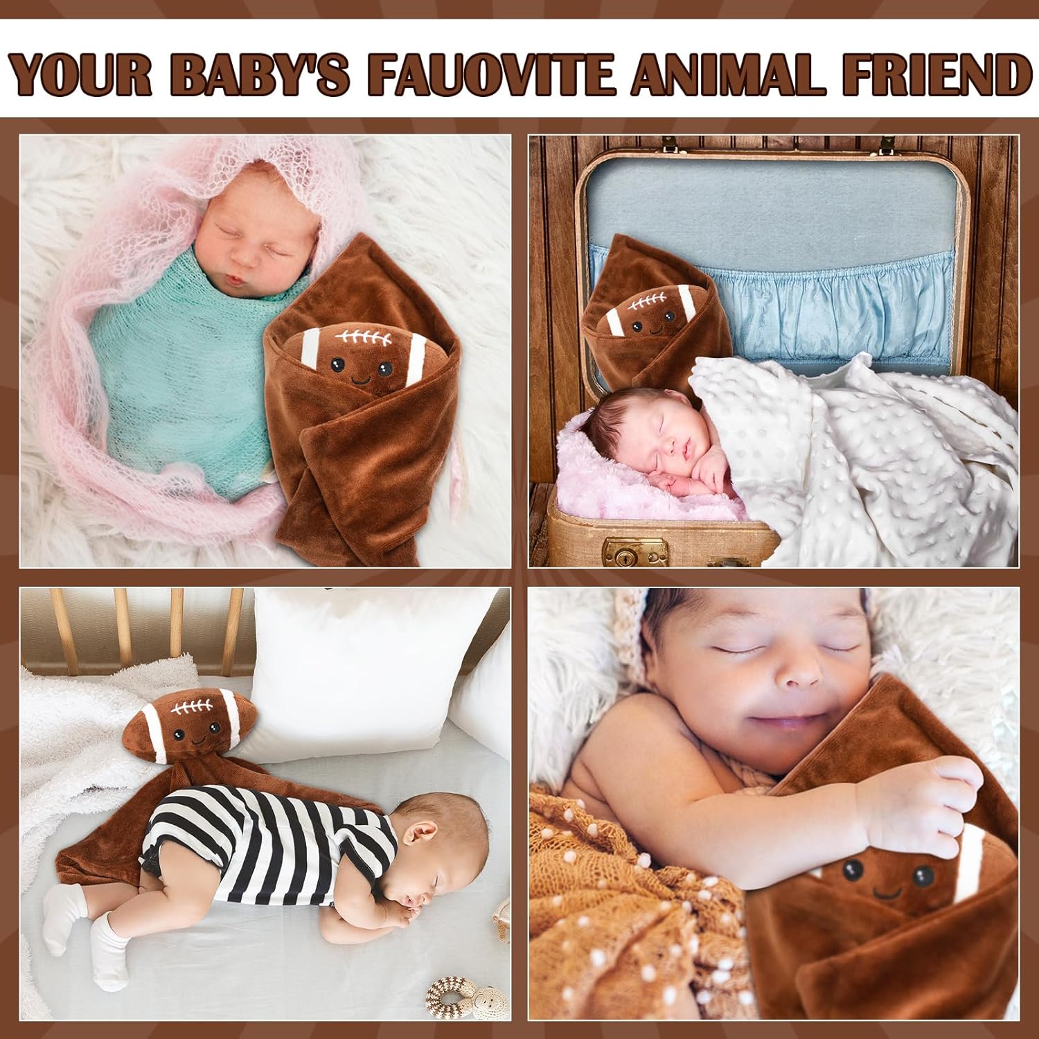 15 Inches Cute Football Design Snuggle Blanket