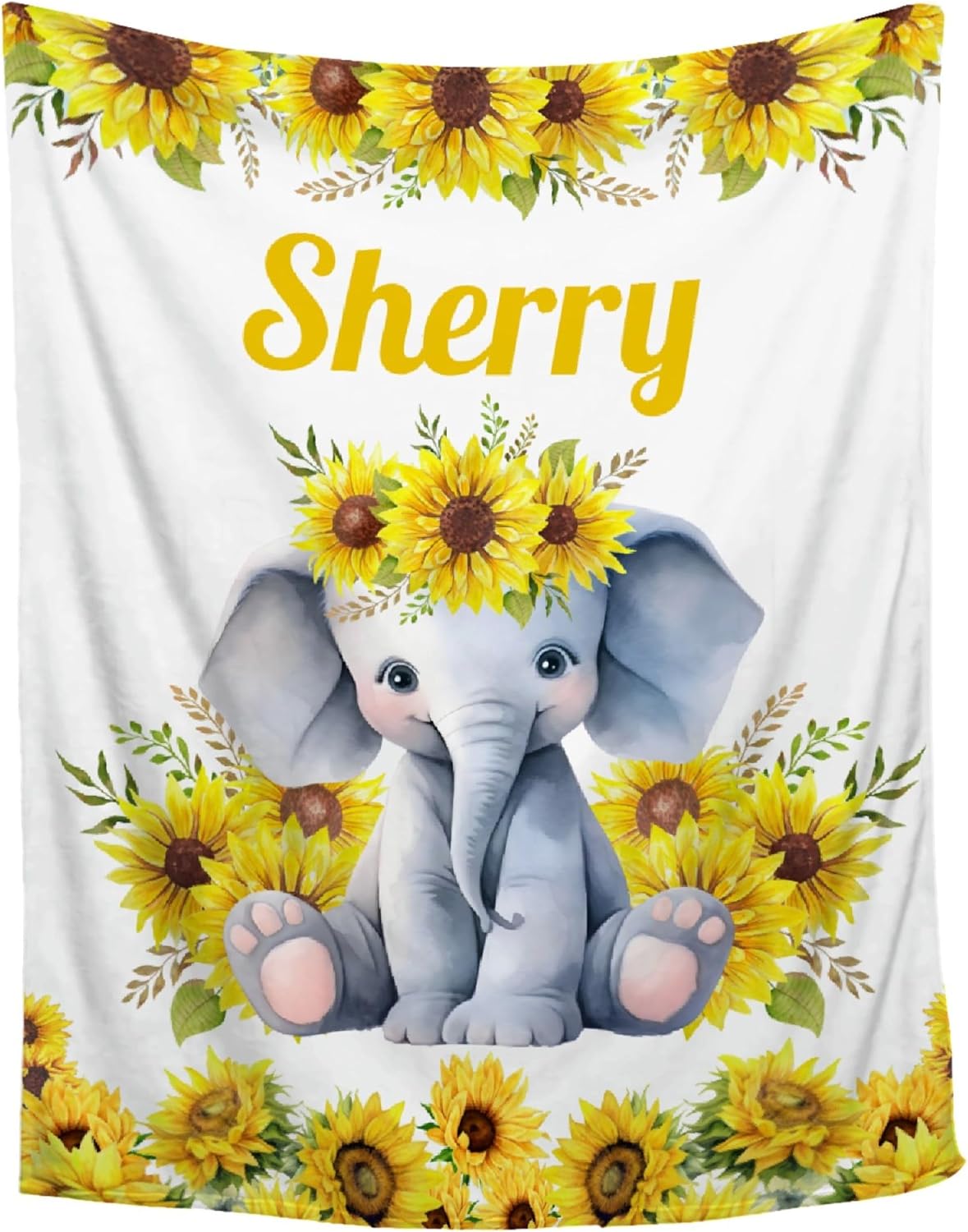 Aniruddha Custom Elephant Baby Name Blanket