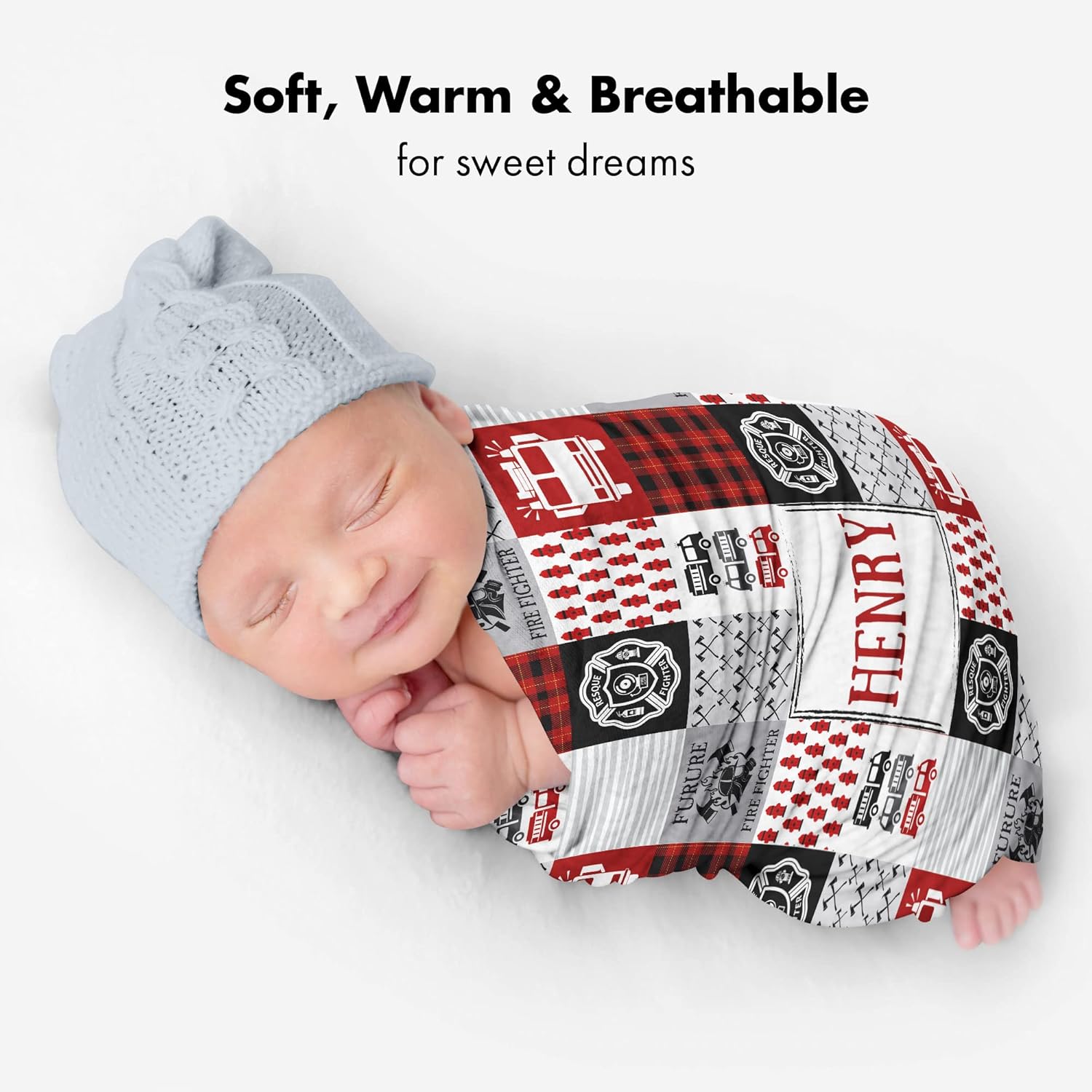 VibeCustom Personalized Firefighter Baby Blanket