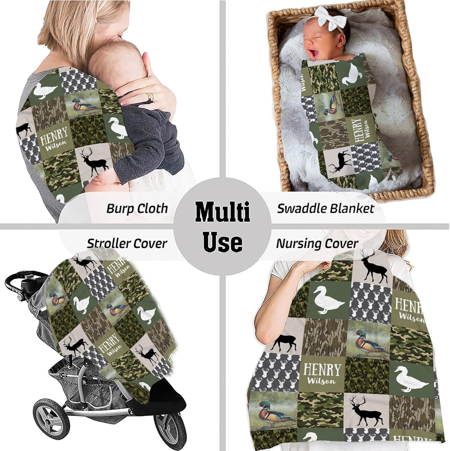 Personalized Camouflage Baby Blanket with Name