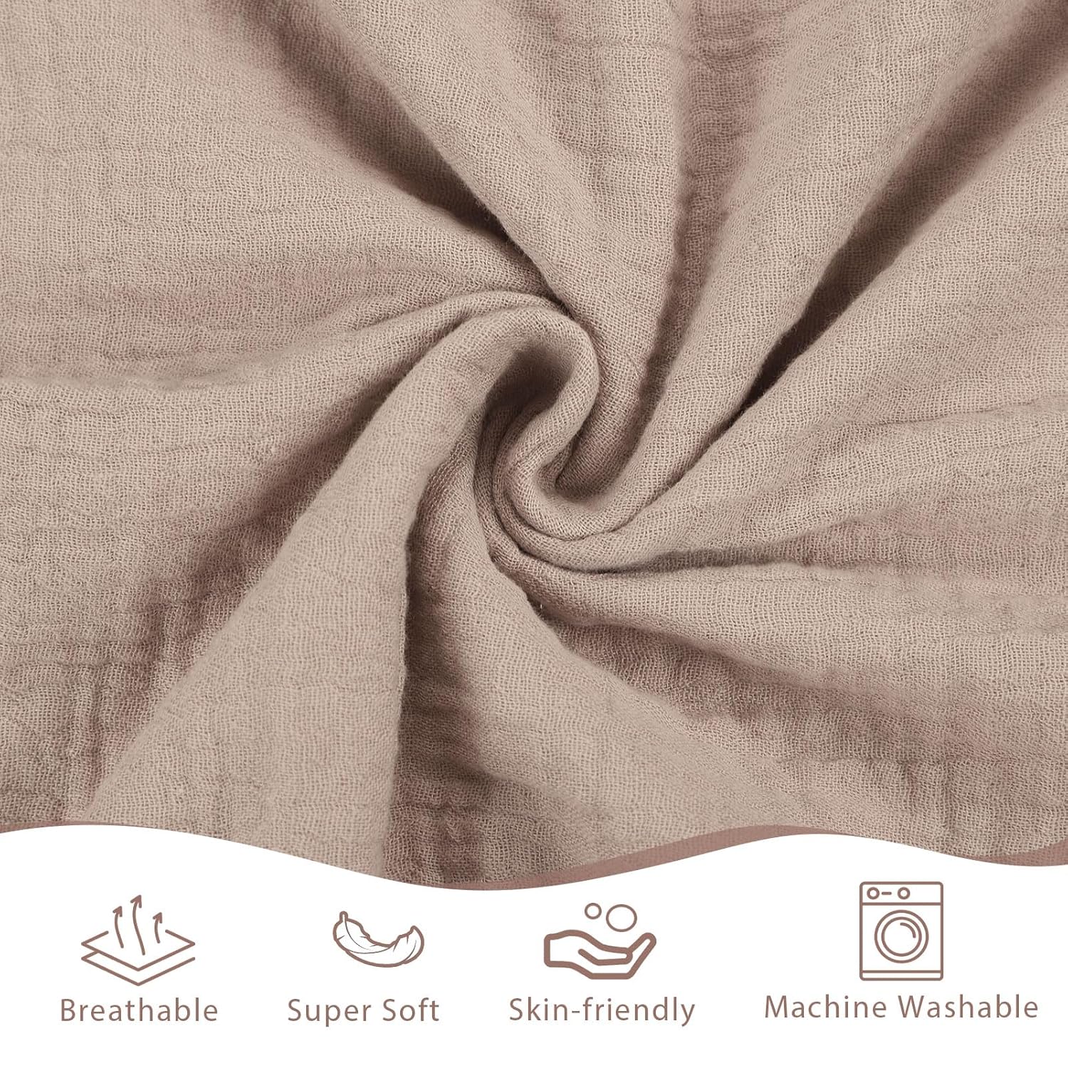 Man Fai Sky Baby Blankets - Breathable Muslin Dotted Wool 30x40 Inch Khaki