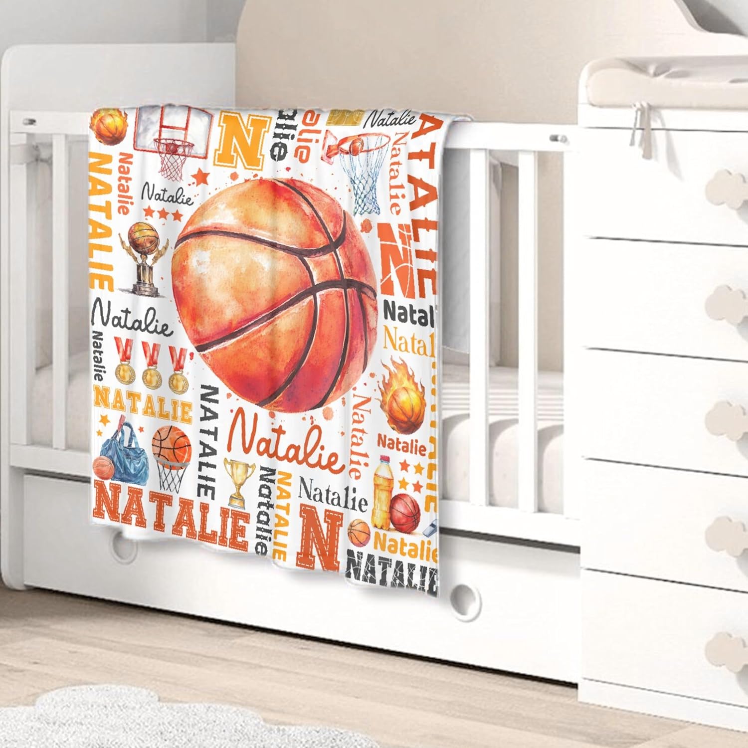 Custom Basketball Name Blanket - Toddler Size 30x40