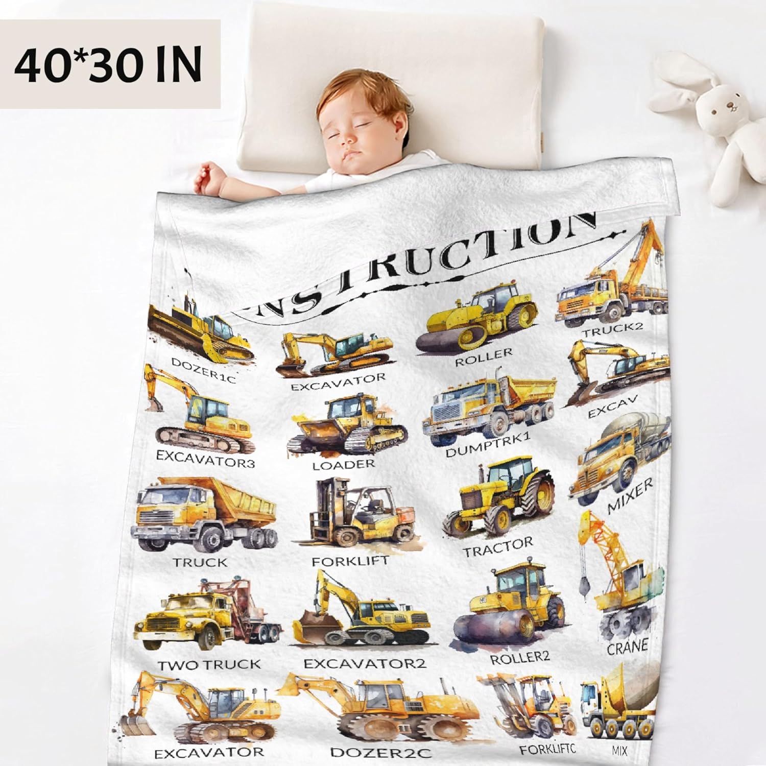 Truck Construction Equipment Flannel Blanket for Kids