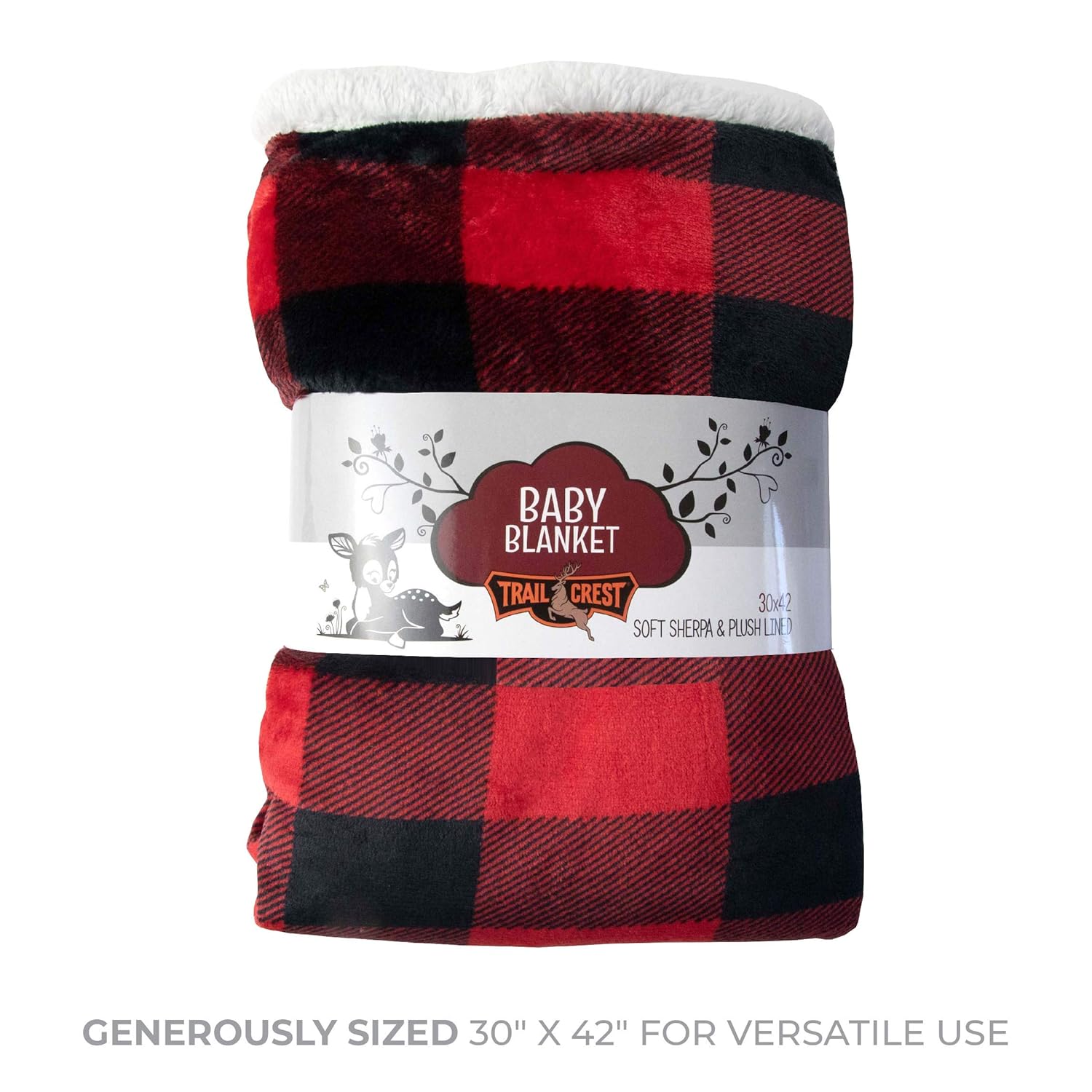 TrailCrest Ultra Soft Sherpa Fleece Plaid Baby Blanket 1