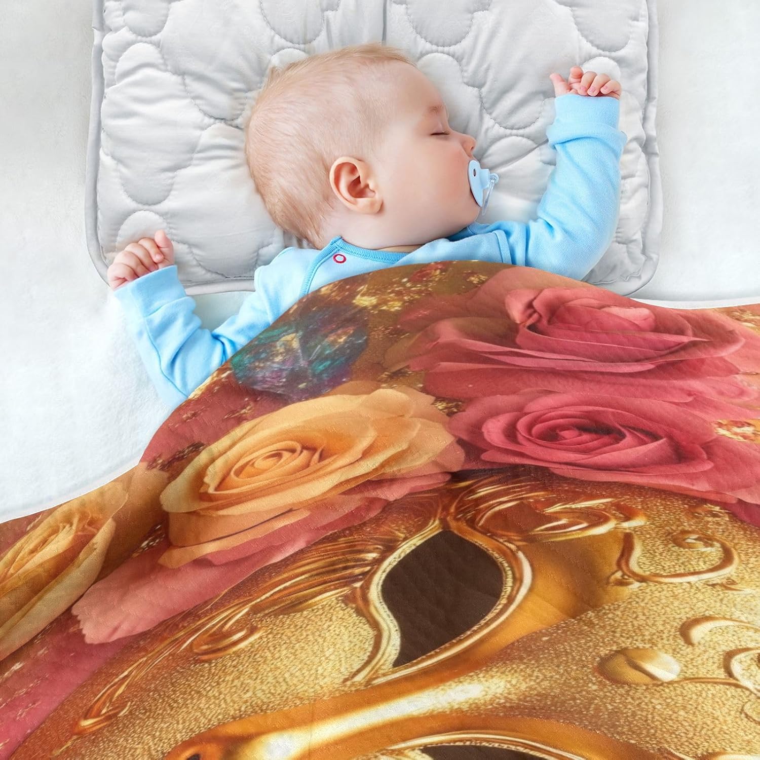 Burbuja Mardi Gras Golden Mask Baby Blanket 30x40