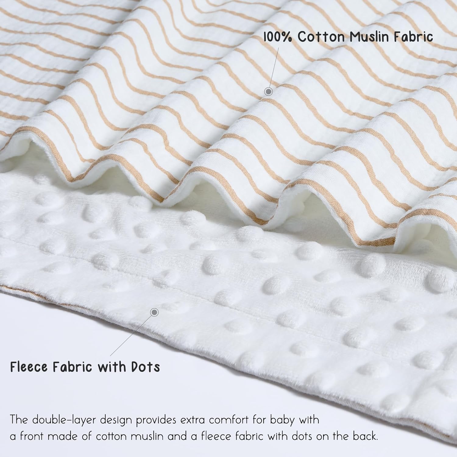 Meracorallo 30 x 40 Neutral Stripe Baby Blanket