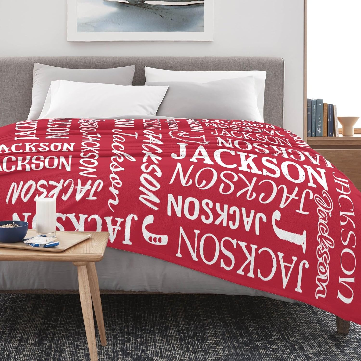 Deven Name Text Red Personalized Baby Blanket - 30x40 Inches