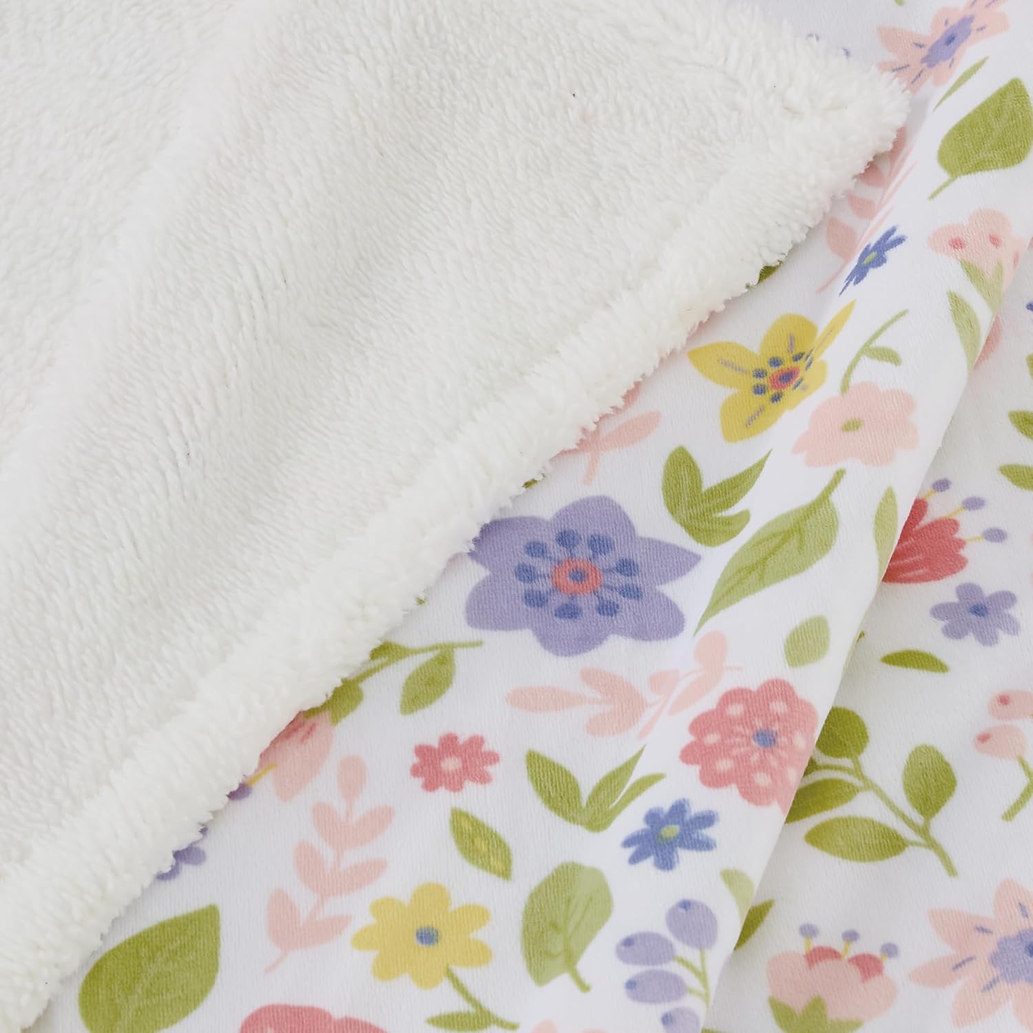 CREVENT 30X40 Daisy Baby Blanket with Fluffy Sherpa
