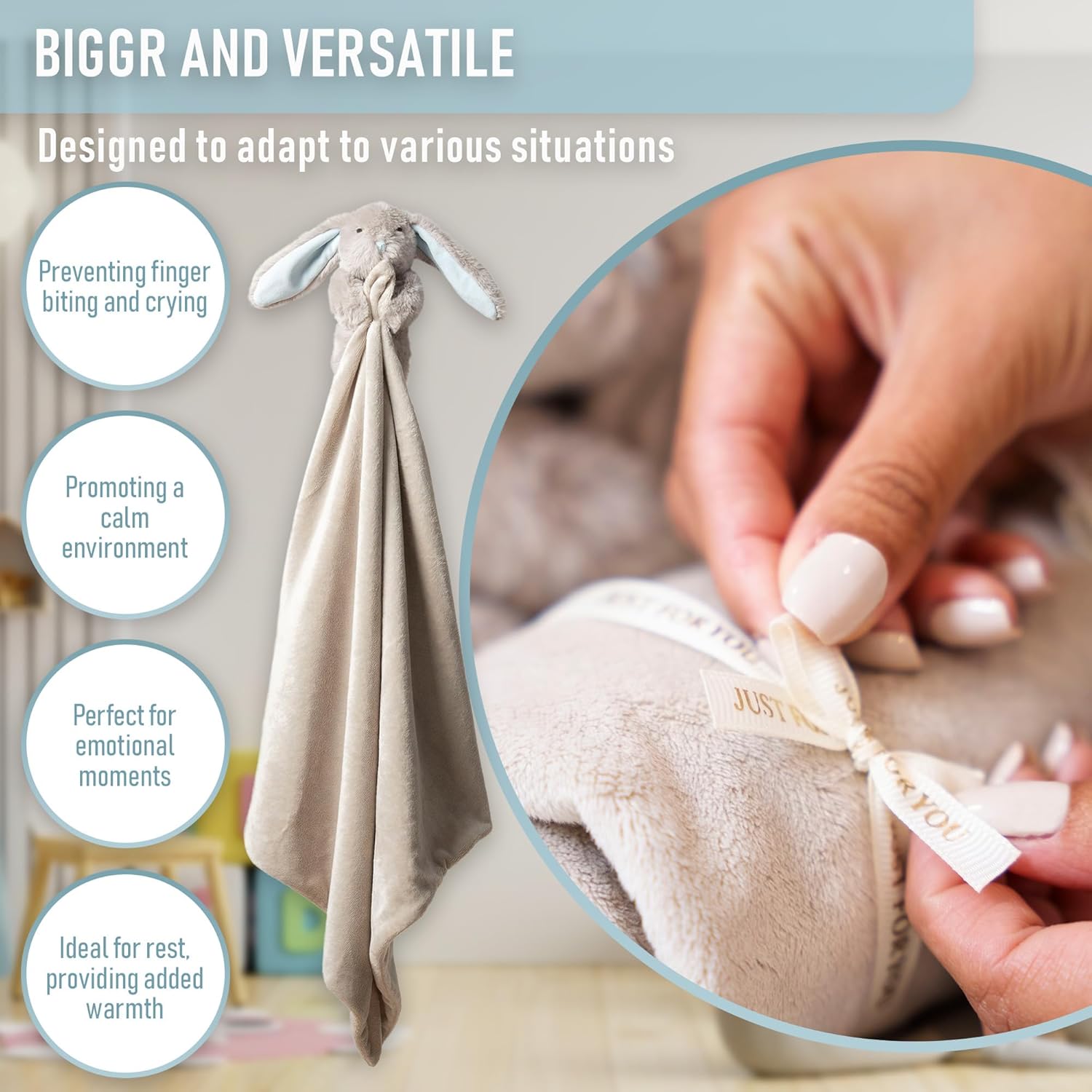 Baby Bunny Lovey Security Blanket for Newborns and Toddlers