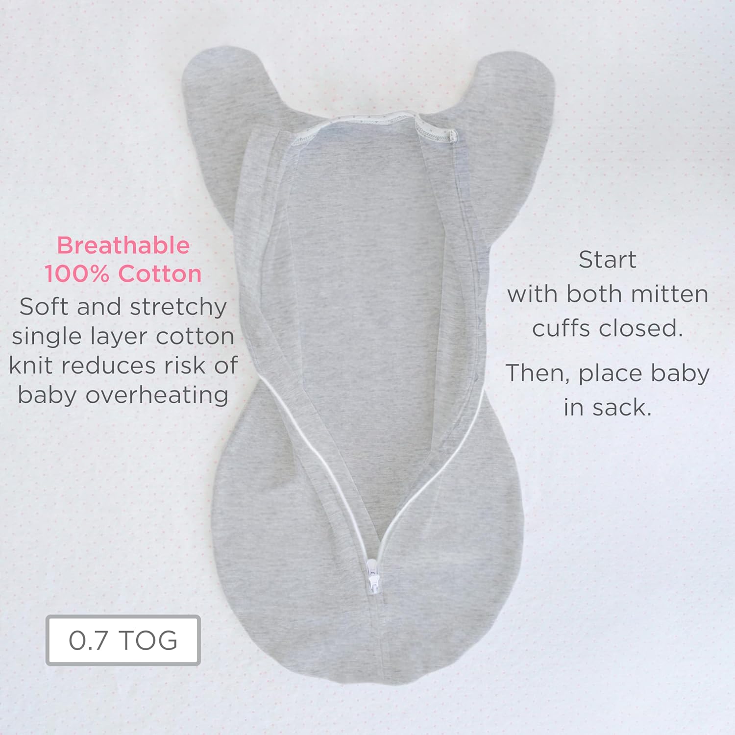 SwaddleDesigns Transitional Swaddle Sack 0-3 Months Heathered Oatmeal