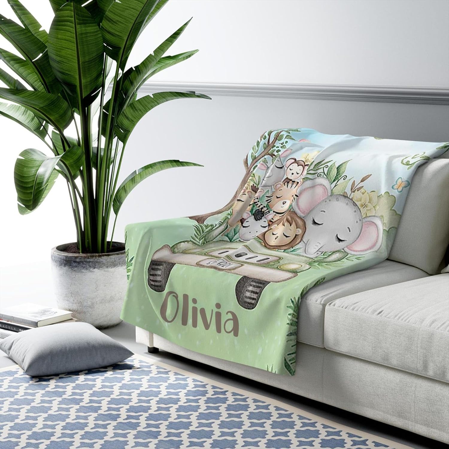Customized Name Baby Forest Animal Blanket